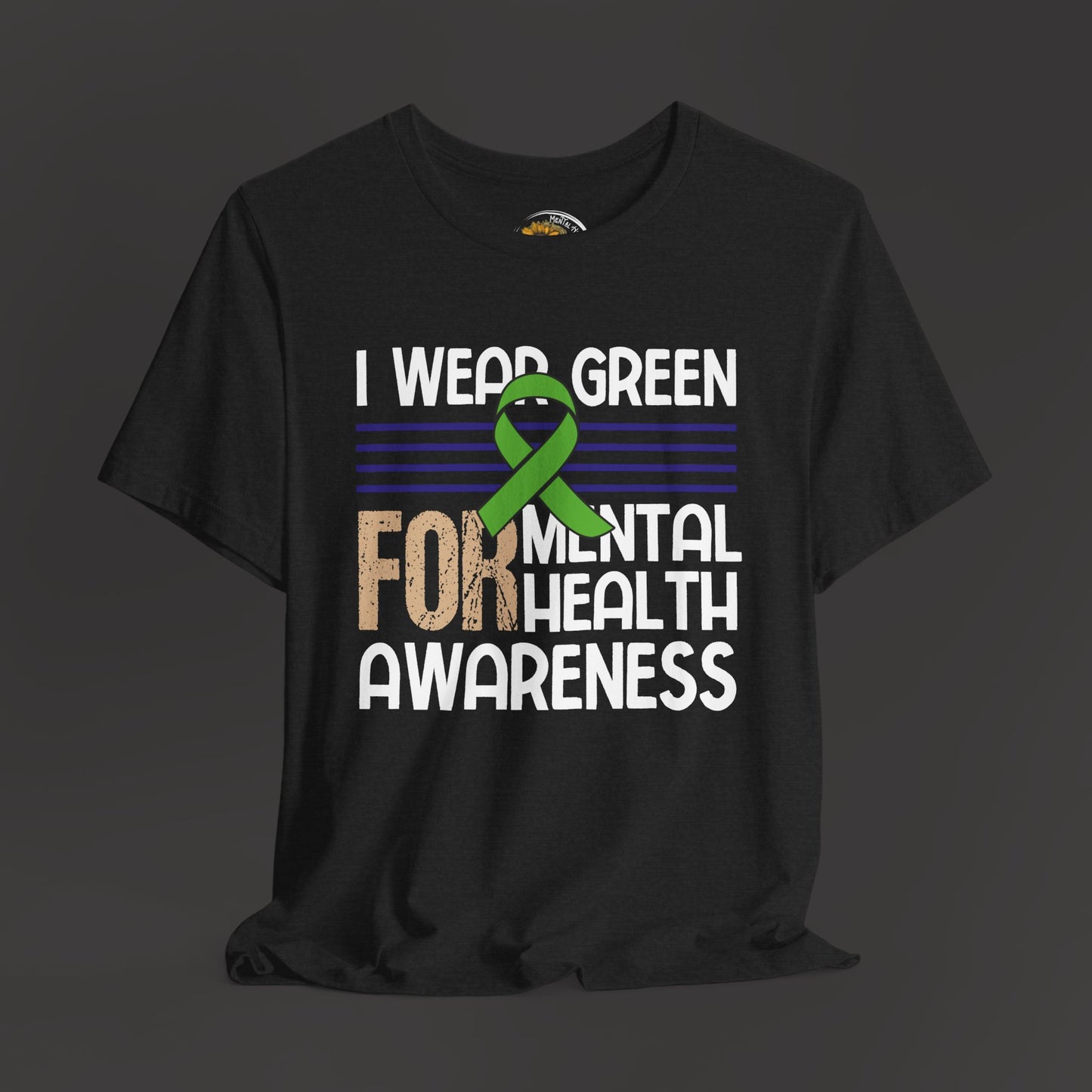 Mental Health Matters – because your voice makes a difference T-shirt/ Front View Hang-up Mockup/ Dark Heather Grey