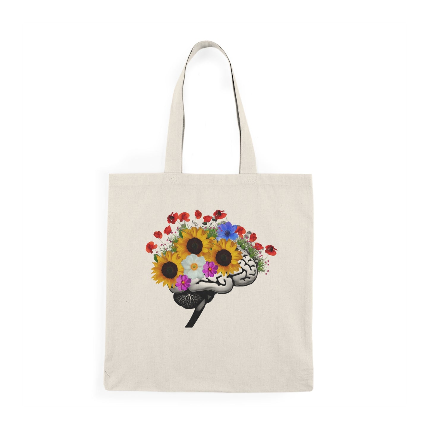 Wild Flower Mental Health Brain-Natural Tote Bag - Mental Health Wear TN