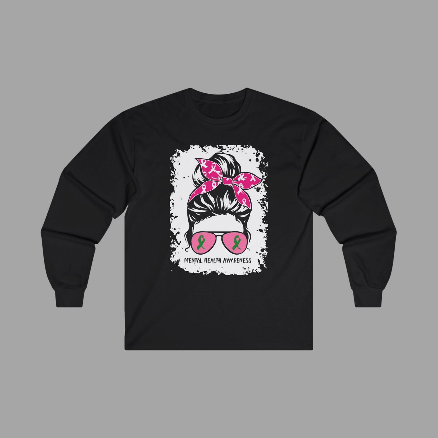 Mental Health Awareness – Messy Bun Mom – Unisex Long Sleeve Shirt - Mental Health Wear TN