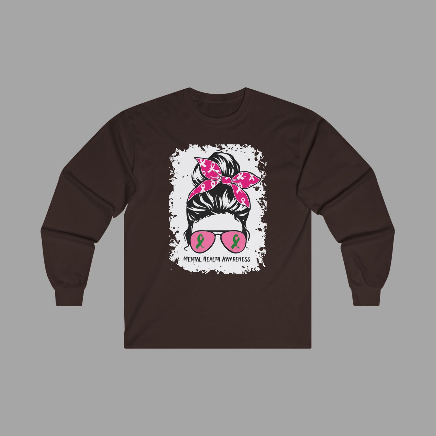 Mental Health Awareness – Messy Bun Mom – Unisex Long Sleeve Shirt - Mental Health Wear TN