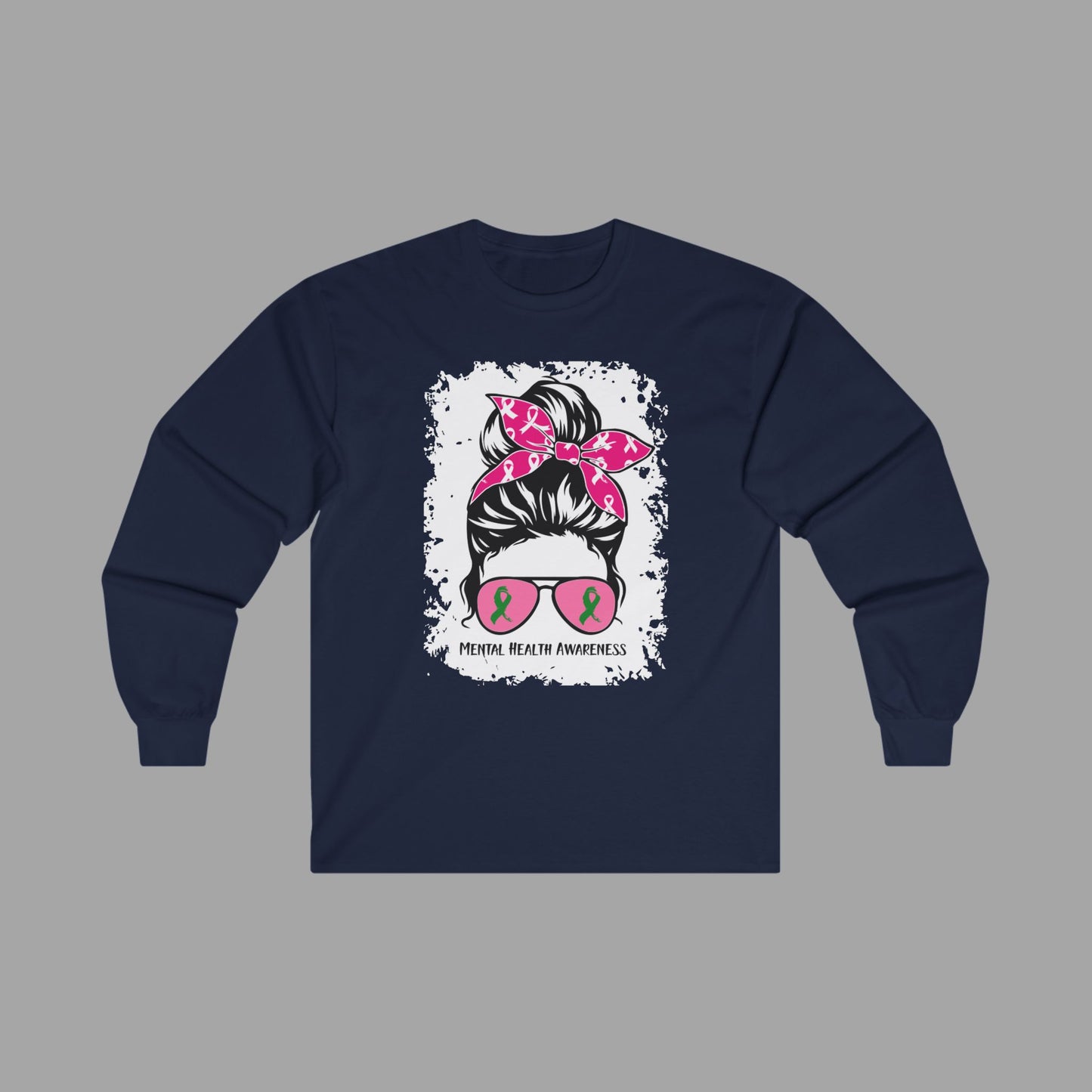 Mental Health Awareness – Messy Bun Mom – Unisex Long Sleeve Shirt - Mental Health Wear TN