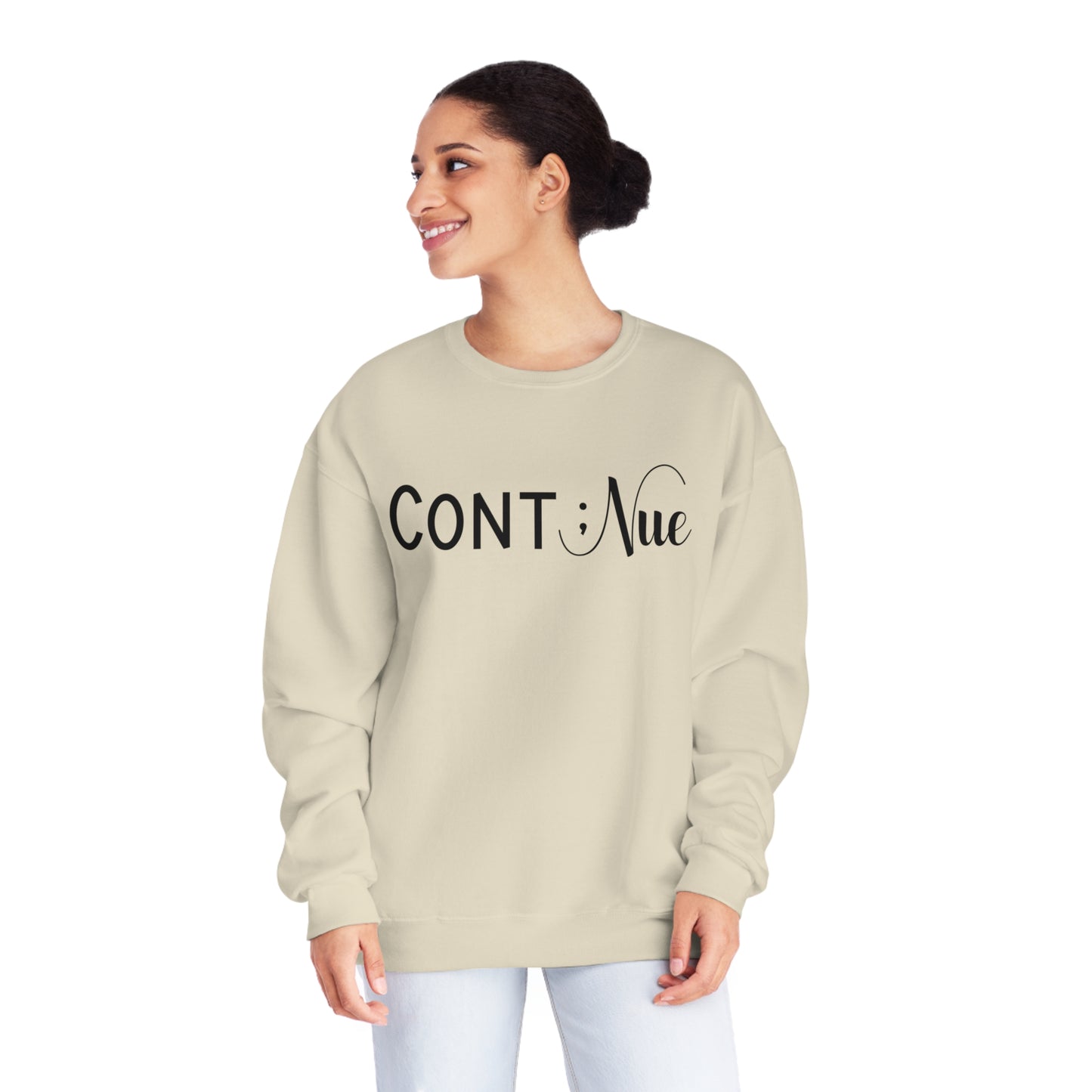 Semi Colon -Continue- Mental Health Awareness Sweatshirt - Mental Health Wear TN