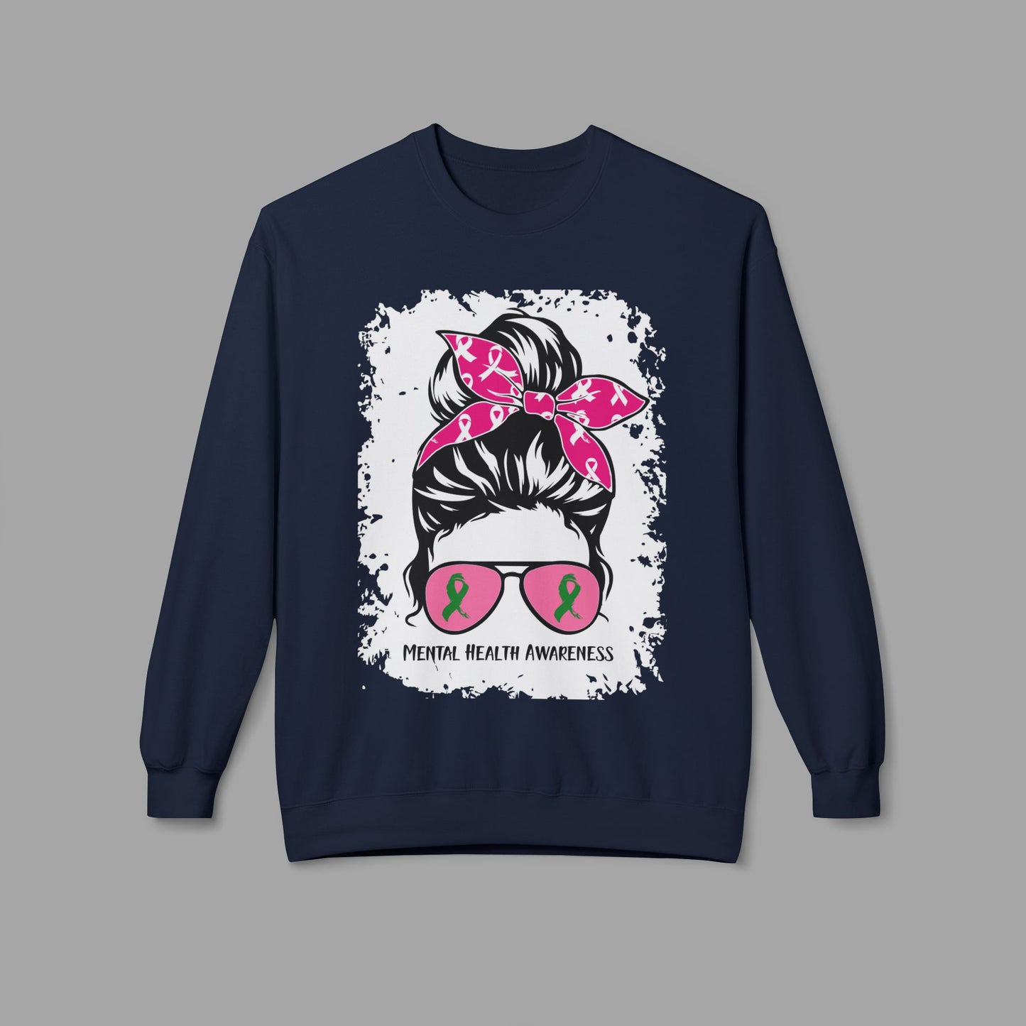 Messy Bun Mom Mental Health Awareness Sunglasses Unisex Heavy Blend Sweat Shirt - Mental Health Wear TN