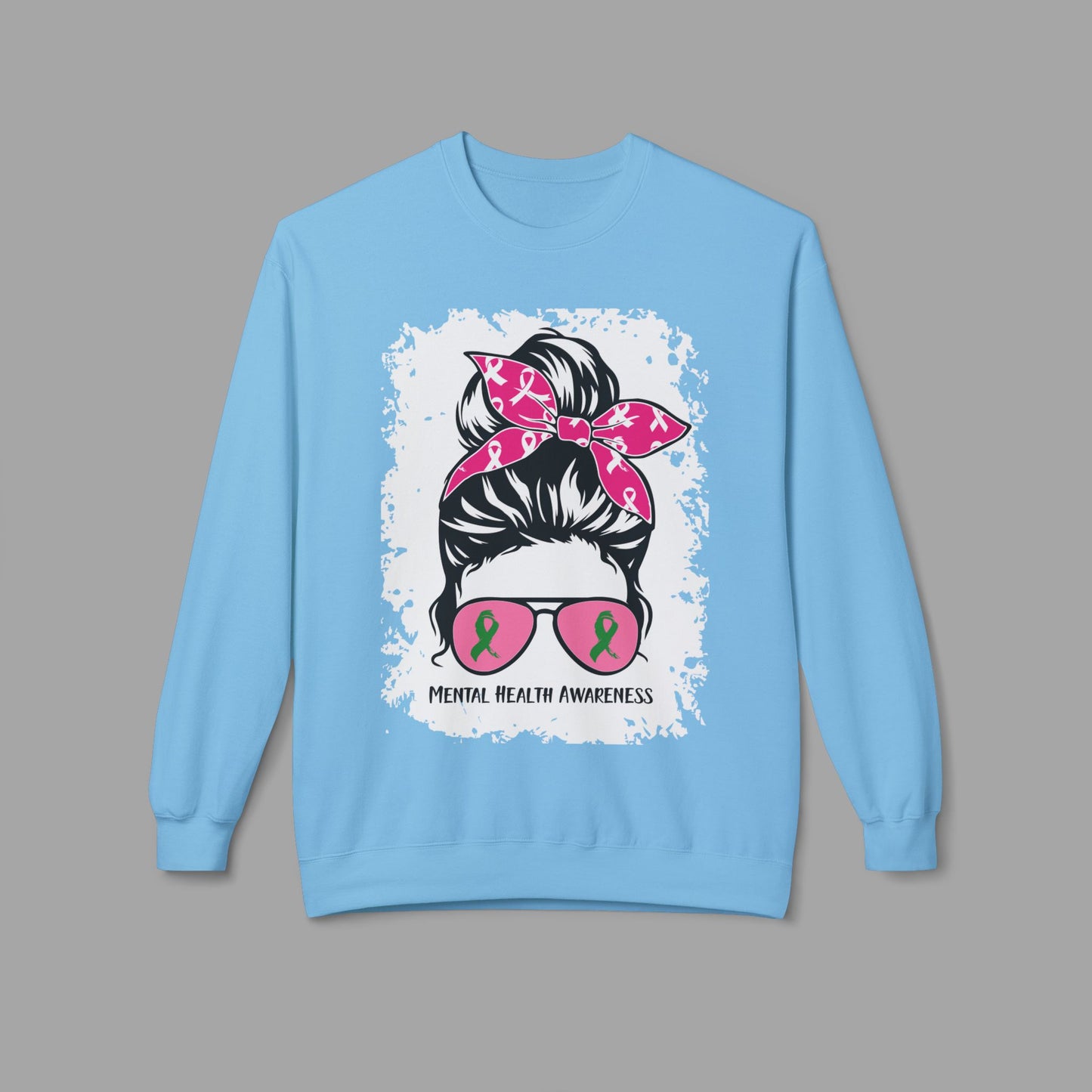 Messy Bun Mom Mental Health Awareness Sunglasses Unisex Heavy Blend Sweat Shirt - Mental Health Wear TN