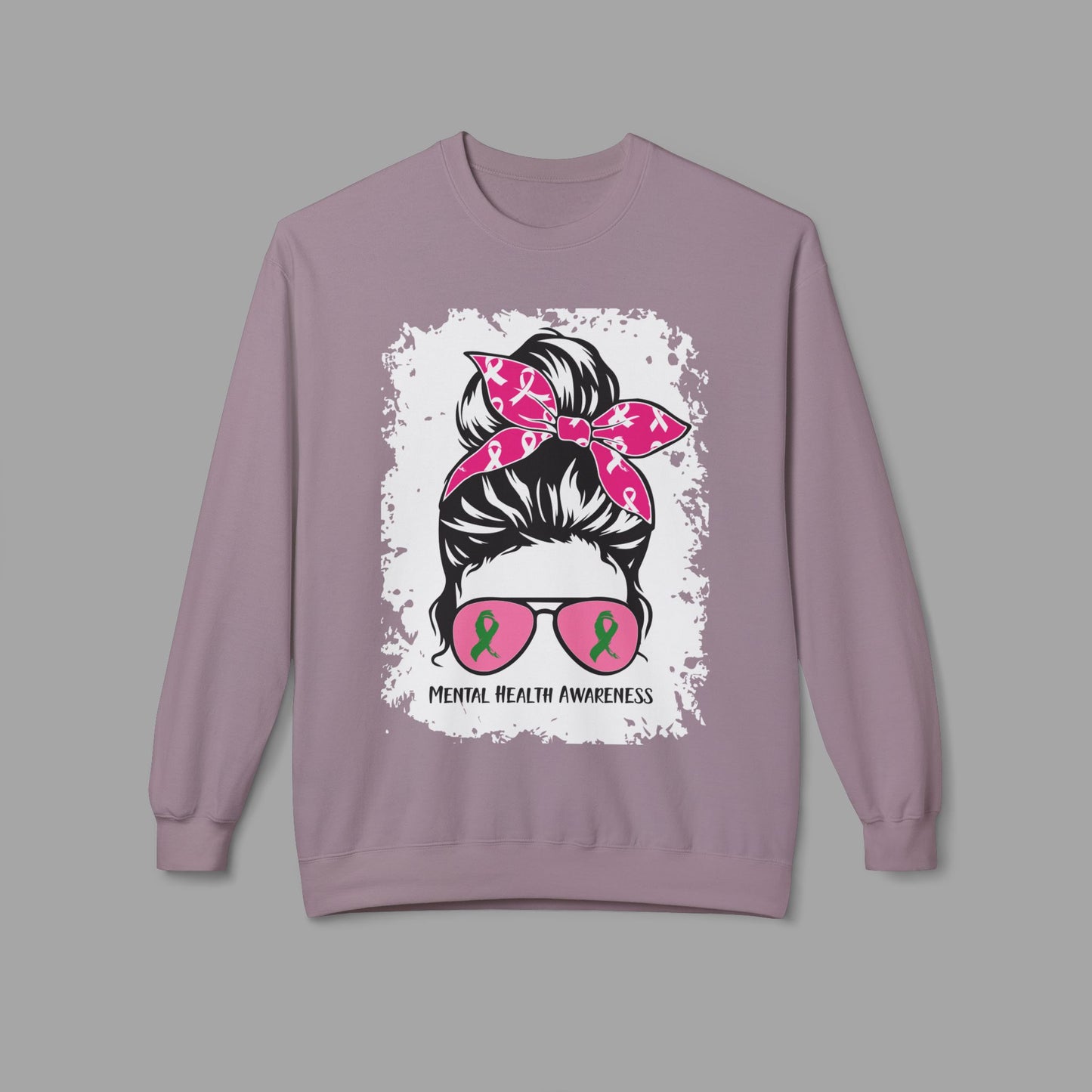 Messy Bun Mom Mental Health Awareness Sunglasses Unisex Heavy Blend Sweat Shirt - Mental Health Wear TN