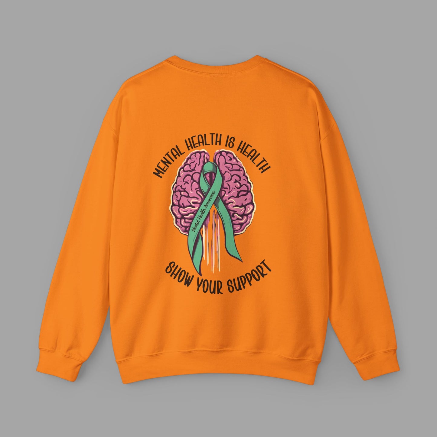 Mental Health is Health -Show Support with Green Awareness Ribbon Design- Unisex Crewneck Sweatshirt™ - Mental Health Wear TN