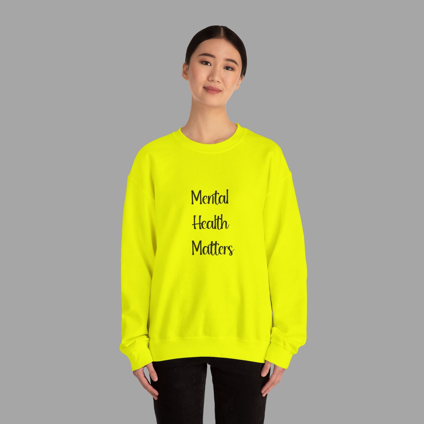 Mental Health is Health -Show Support with Green Awareness Ribbon Design- Unisex Crewneck Sweatshirt™ - Mental Health Wear TN