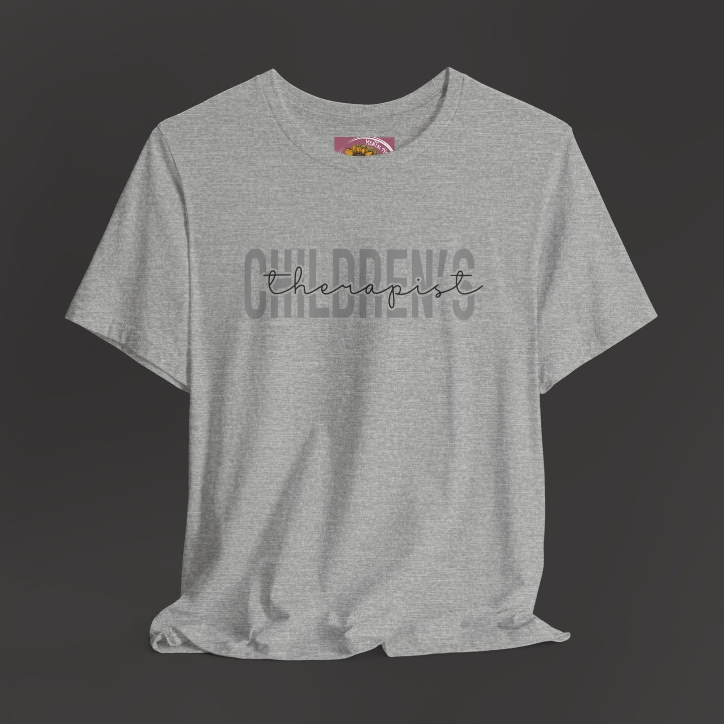 Children's Therapist- Mental Health Professional Tee Shirt/ Front Hanging Mockup/ Athletic Grey