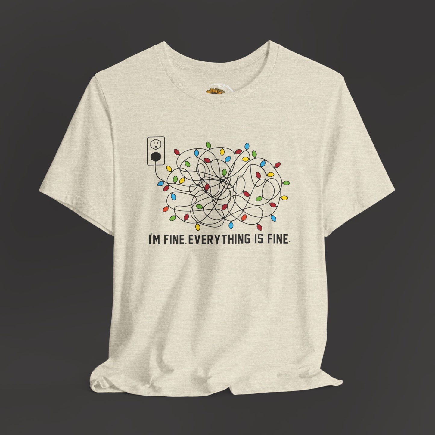 Everything Is Fine-Christmas Light Bulb-Mental Health Awareness-Unisex Short Sleeve Tee Shirt - Mental Health Wear TN