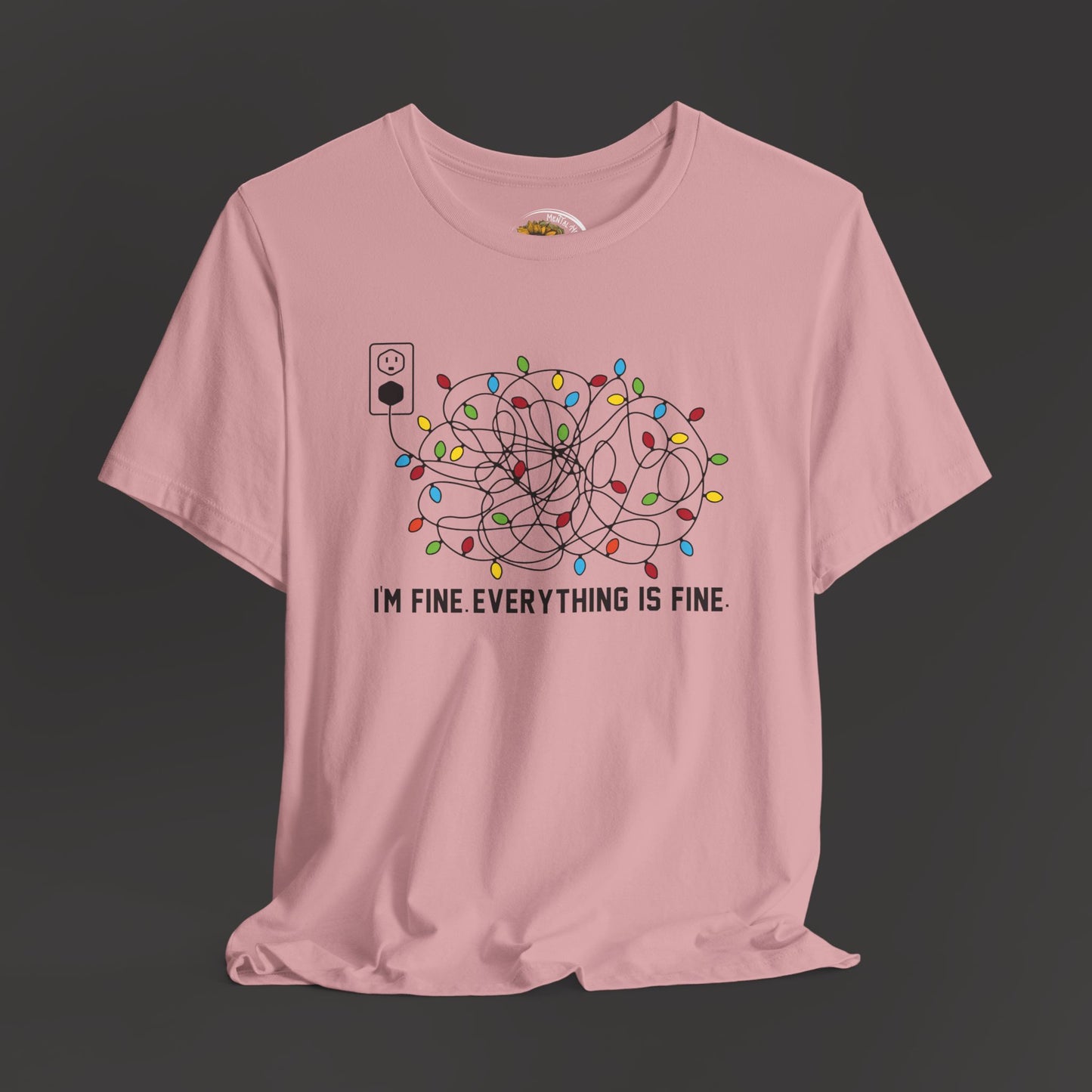 Everything Is Fine-Christmas Light Bulb-Mental Health Awareness-Unisex Short Sleeve Tee Shirt - Mental Health Wear TN
