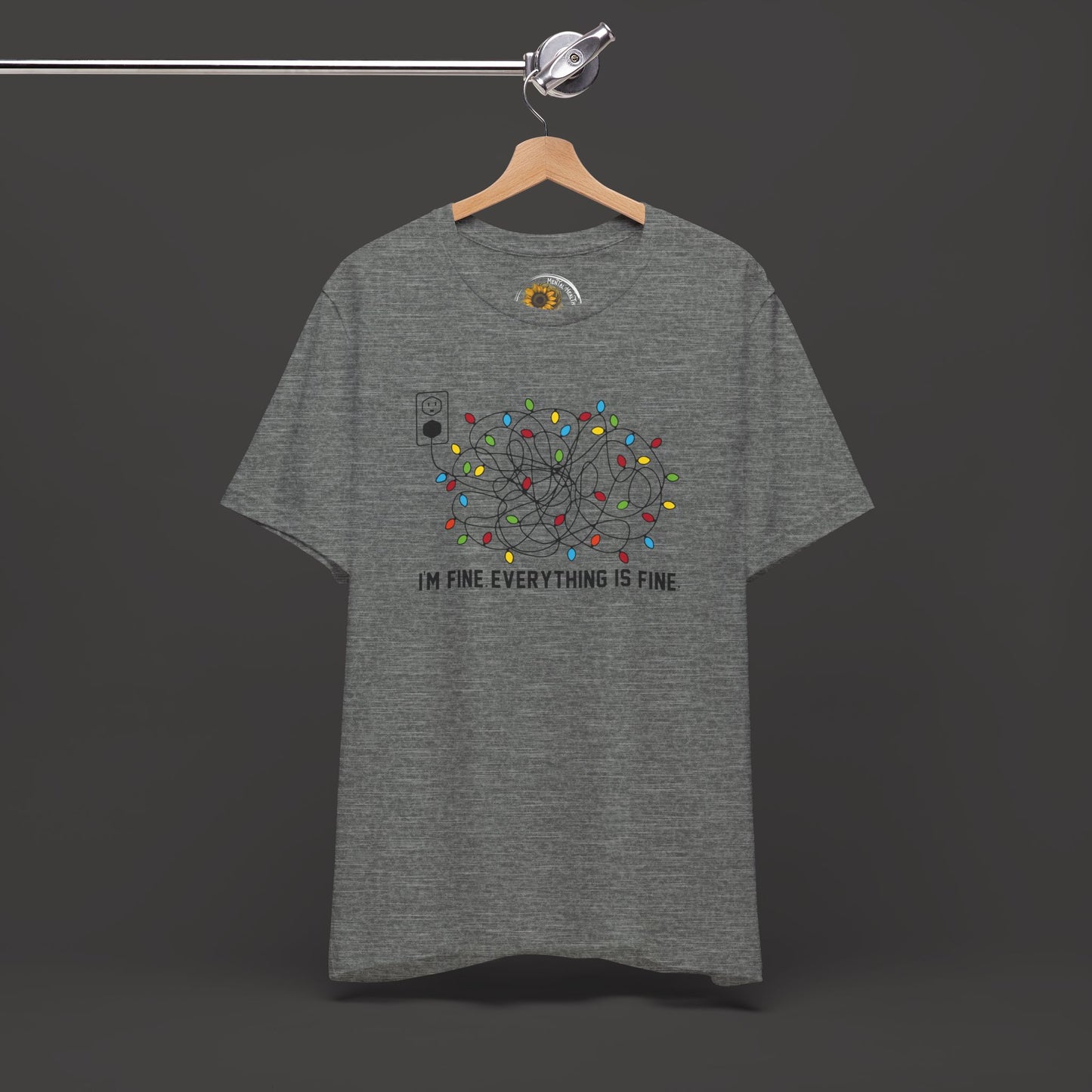 Everything Is Fine-Christmas Light Bulb-Mental Health Awareness-Unisex Short Sleeve Tee Shirt - Mental Health Wear TN