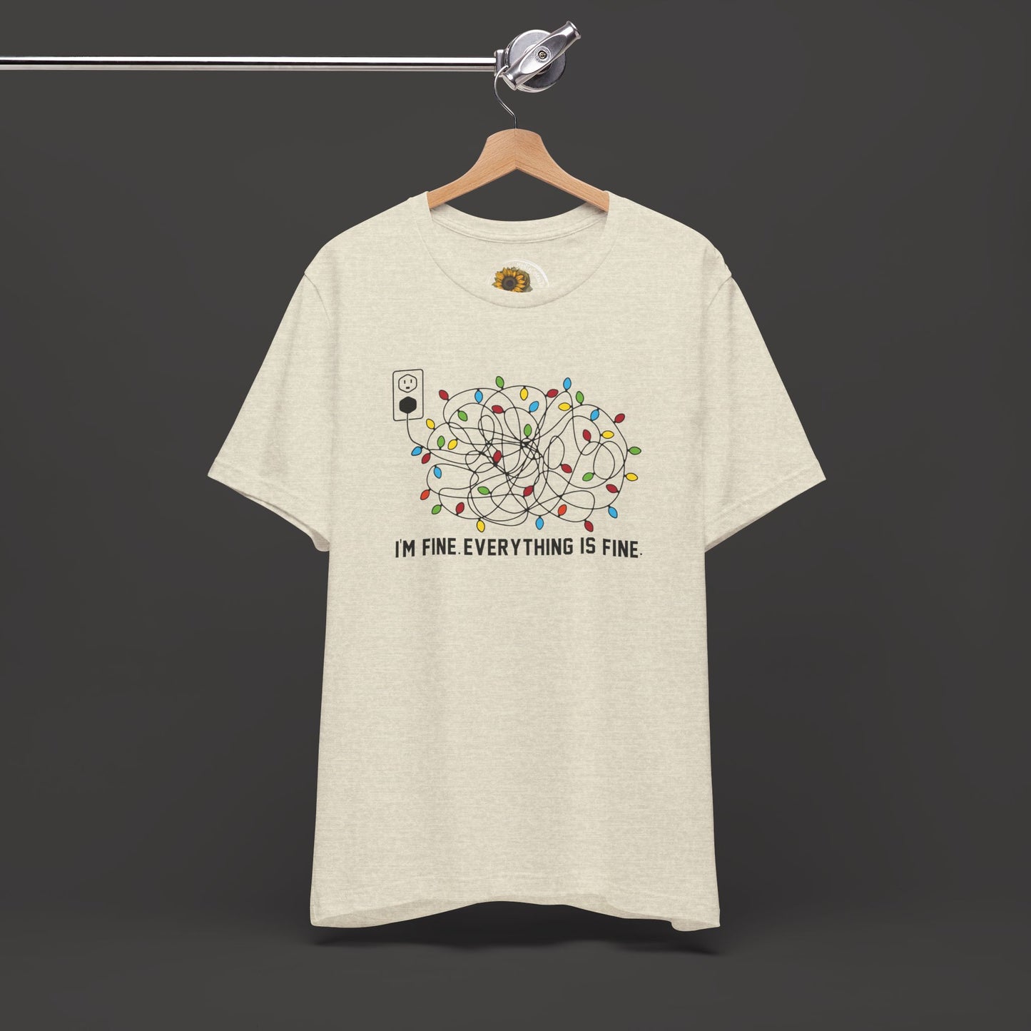 Everything Is Fine-Christmas Light Bulb-Mental Health Awareness-Unisex Short Sleeve Tee Shirt - Mental Health Wear TN