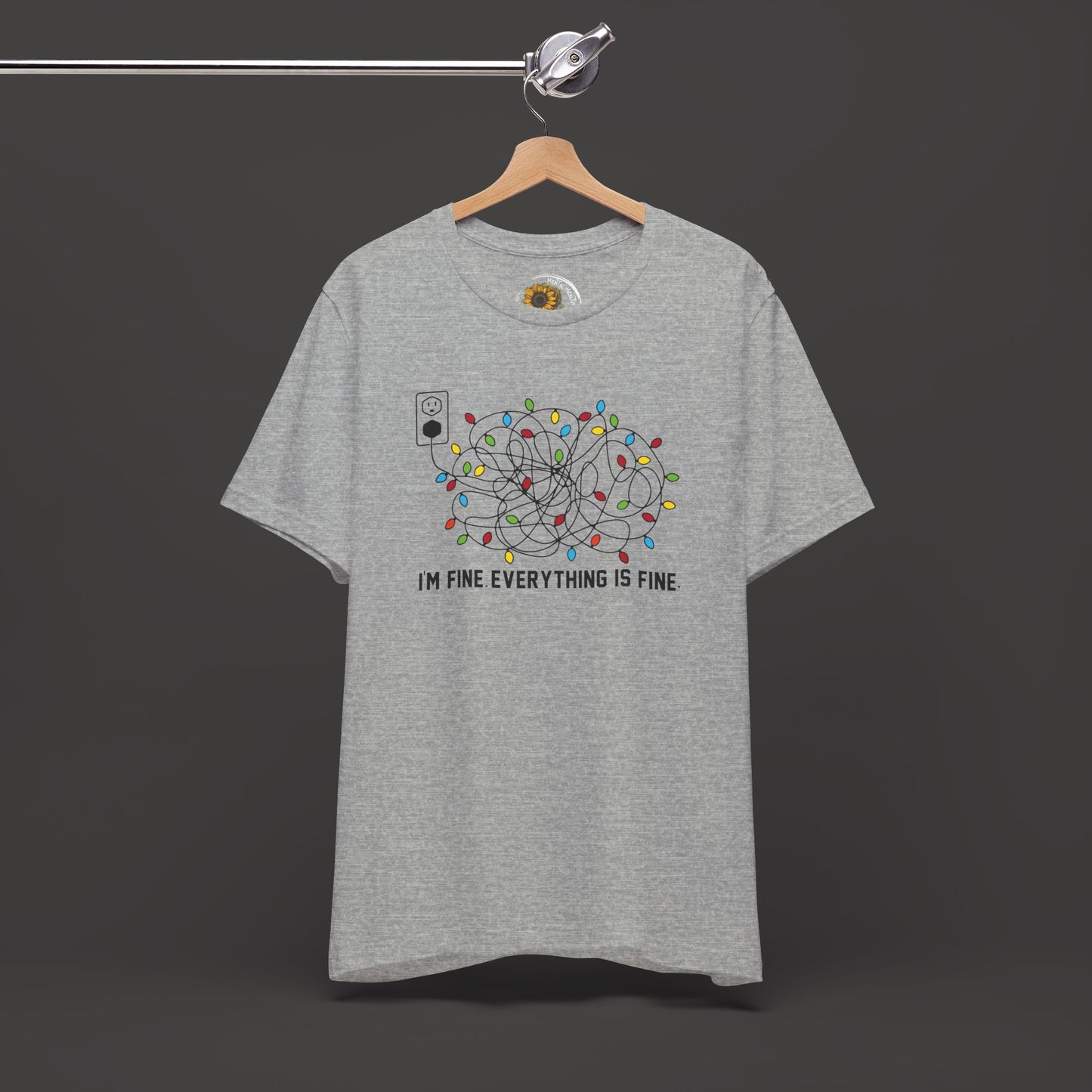 Everything Is Fine-Christmas Light Bulb-Mental Health Awareness-Unisex Short Sleeve Tee Shirt - Mental Health Wear TN