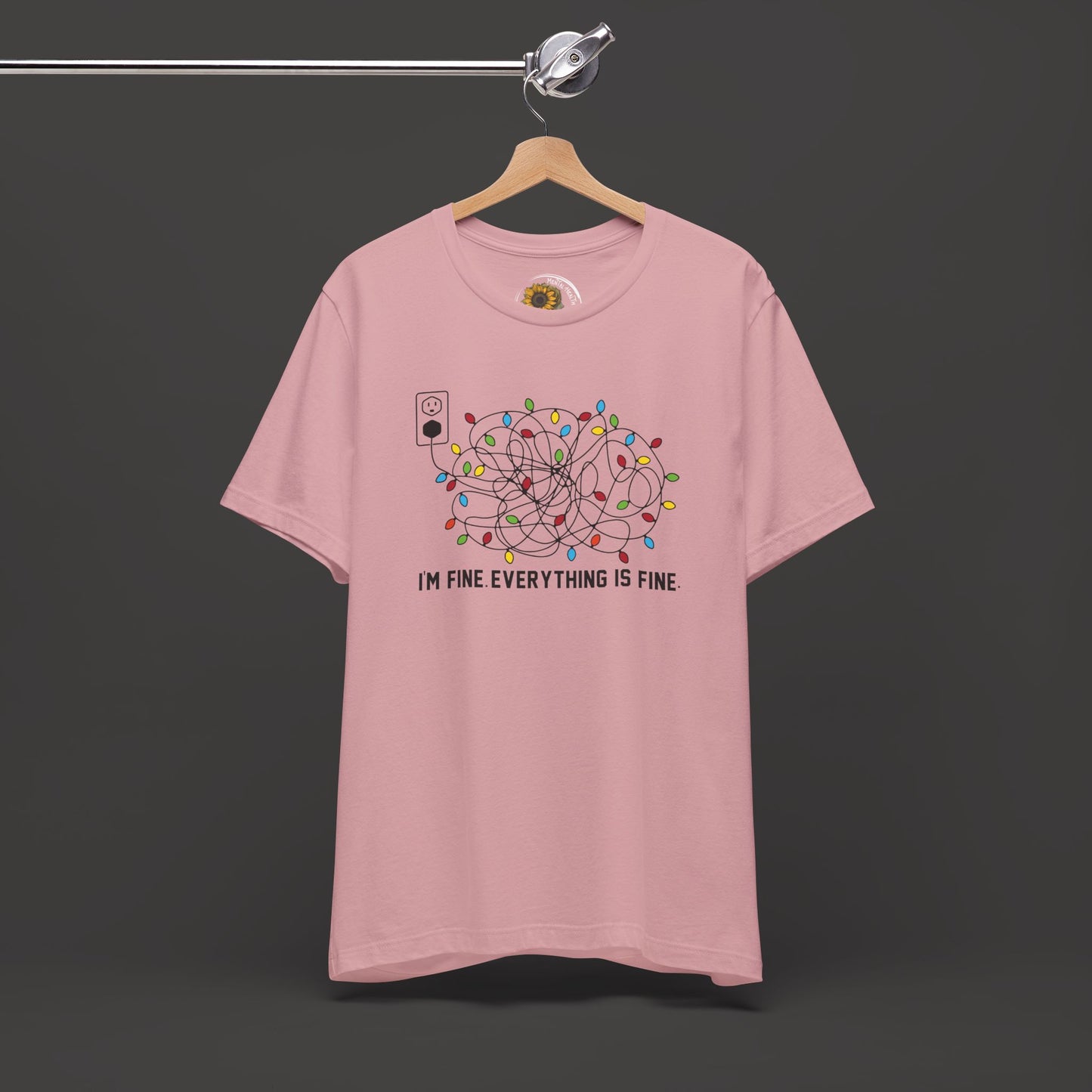 Everything Is Fine-Christmas Light Bulb-Mental Health Awareness-Unisex Short Sleeve Tee Shirt - Mental Health Wear TN