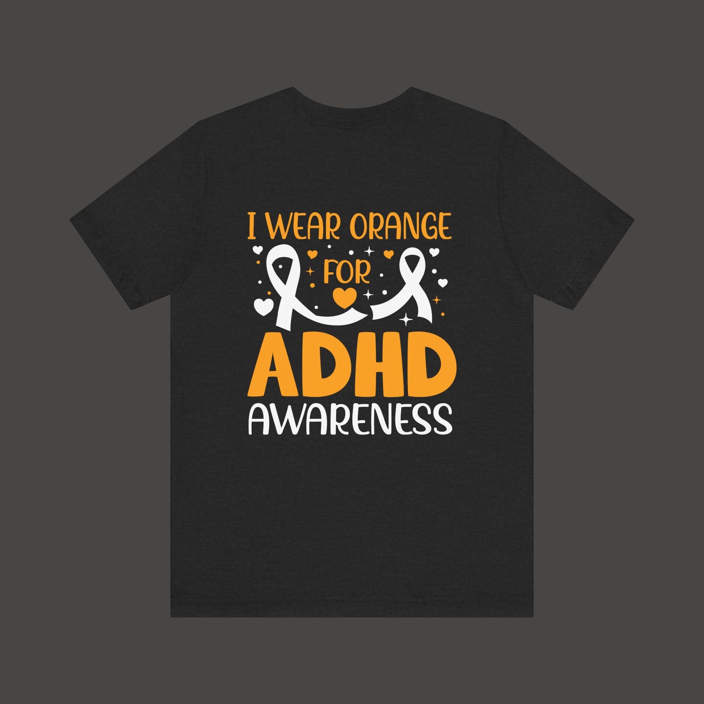 ADHD Awareness Tee Shirt/Back View/ Solid Black Blend