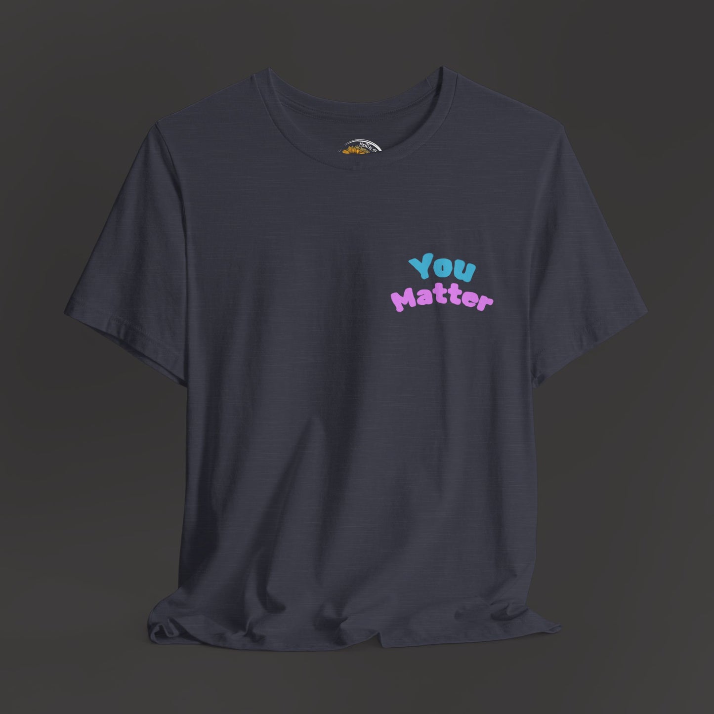 Let Them Mental Health Positive Message Tee Shirt/Front Hanging Up Mock Up/ Heather Midnight Navy