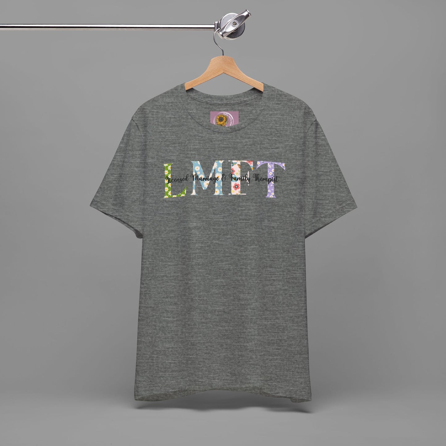 LMFT- Licensed Marriage & Family Therapist- Floral Print- Unisex Short Sleeve T-Shirt - Mental Health Wear TN