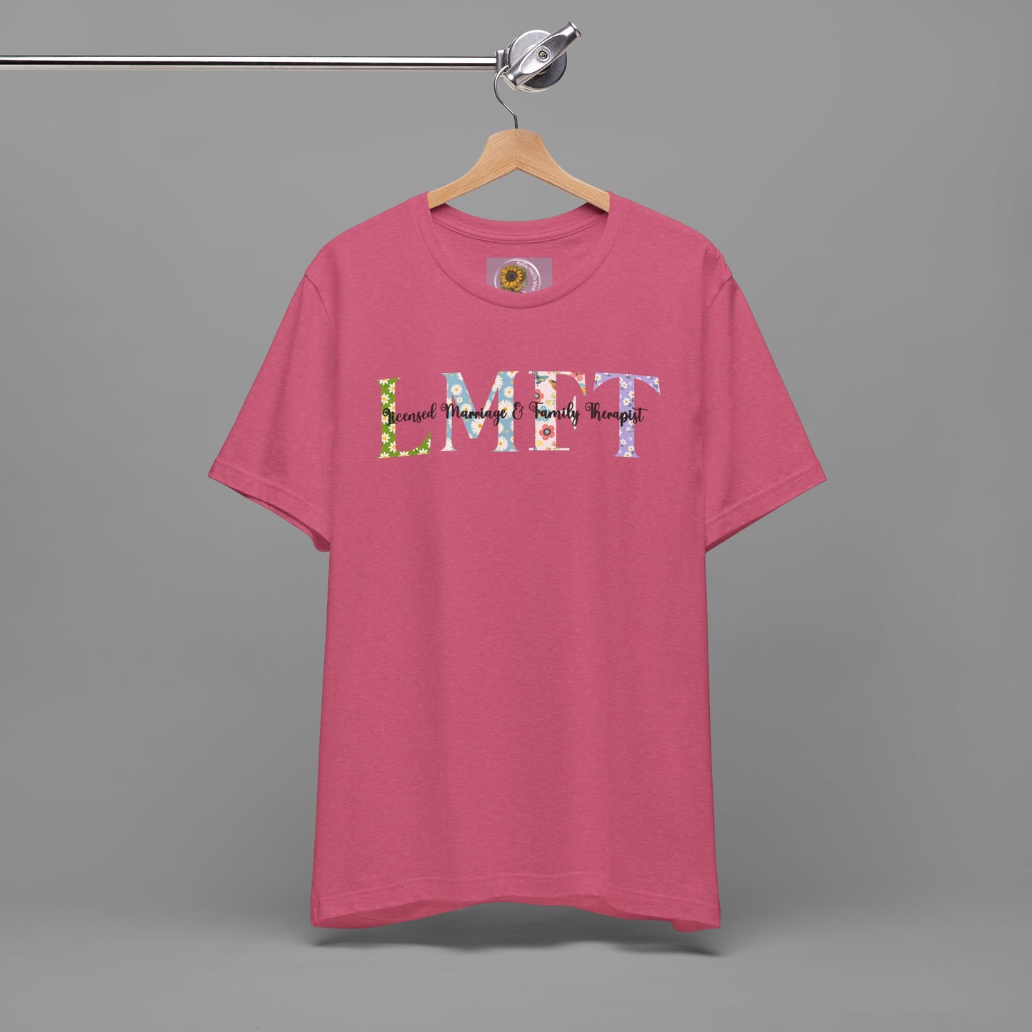 LMFT- Licensed Marriage & Family Therapist- Floral Print- Unisex Short Sleeve T-Shirt - Mental Health Wear TN