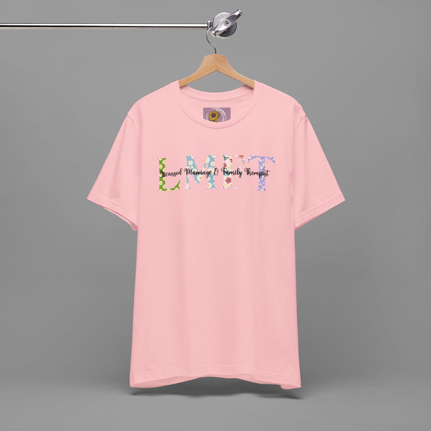 LMFT- Licensed Marriage & Family Therapist- Floral Print- Unisex Short Sleeve T-Shirt - Mental Health Wear TN