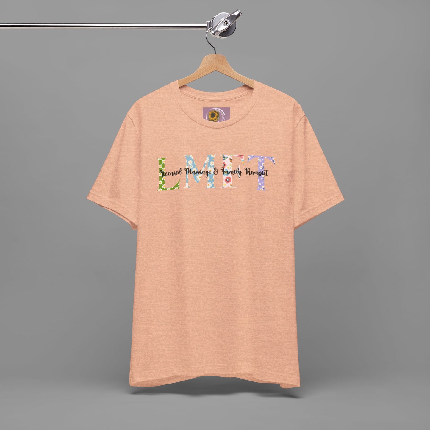 LMFT- Licensed Marriage & Family Therapist- Floral Print- Unisex Short Sleeve T-Shirt - Mental Health Wear TN