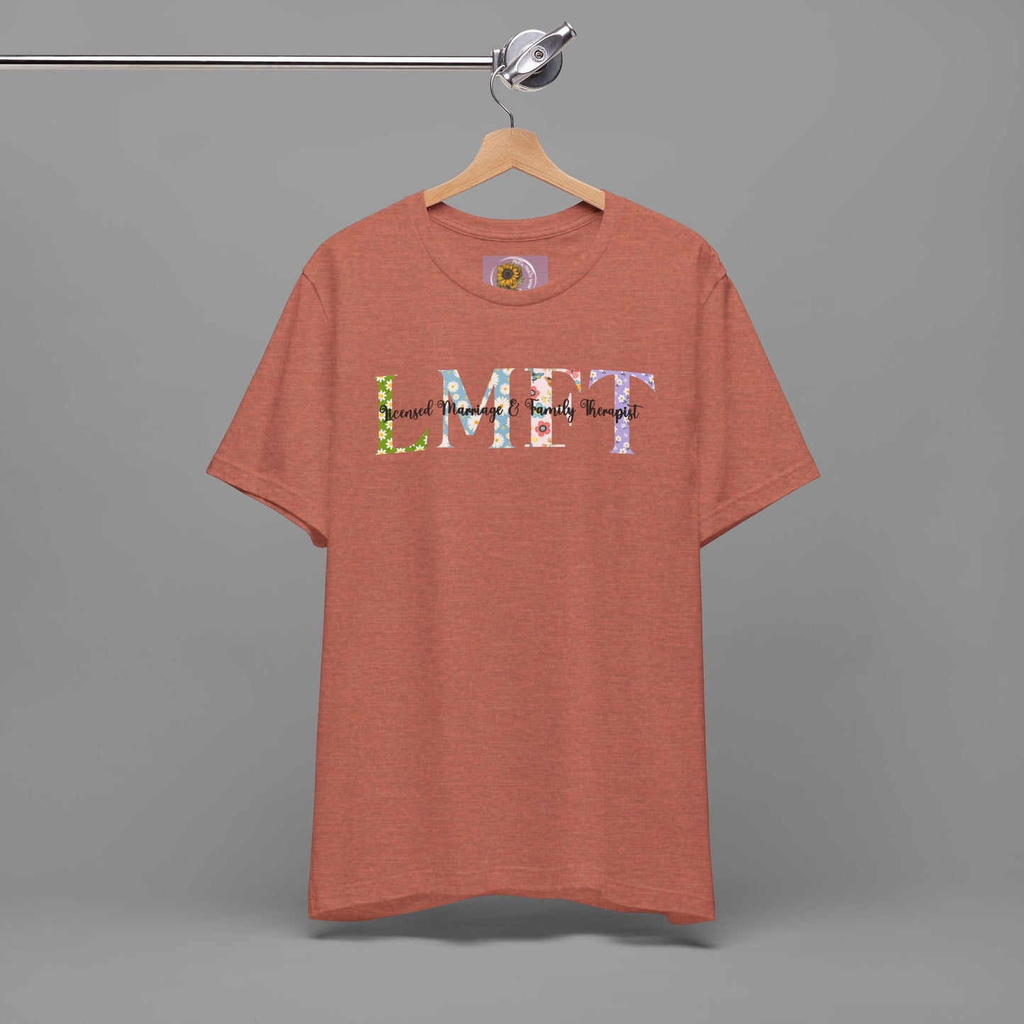 LMFT- Licensed Marriage & Family Therapist- Floral Print- Unisex Short Sleeve T-Shirt - Mental Health Wear TN