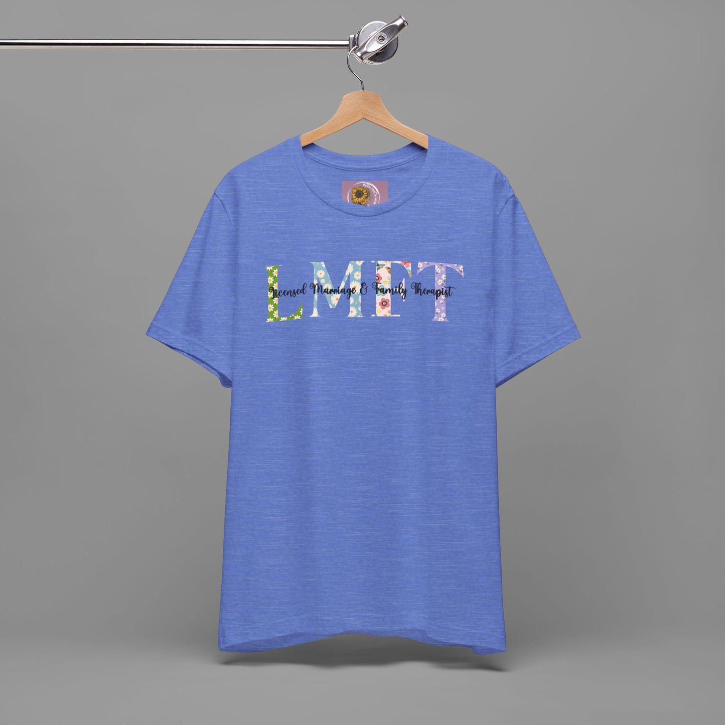 LMFT- Licensed Marriage & Family Therapist- Floral Print- Unisex Short Sleeve T-Shirt - Mental Health Wear TN