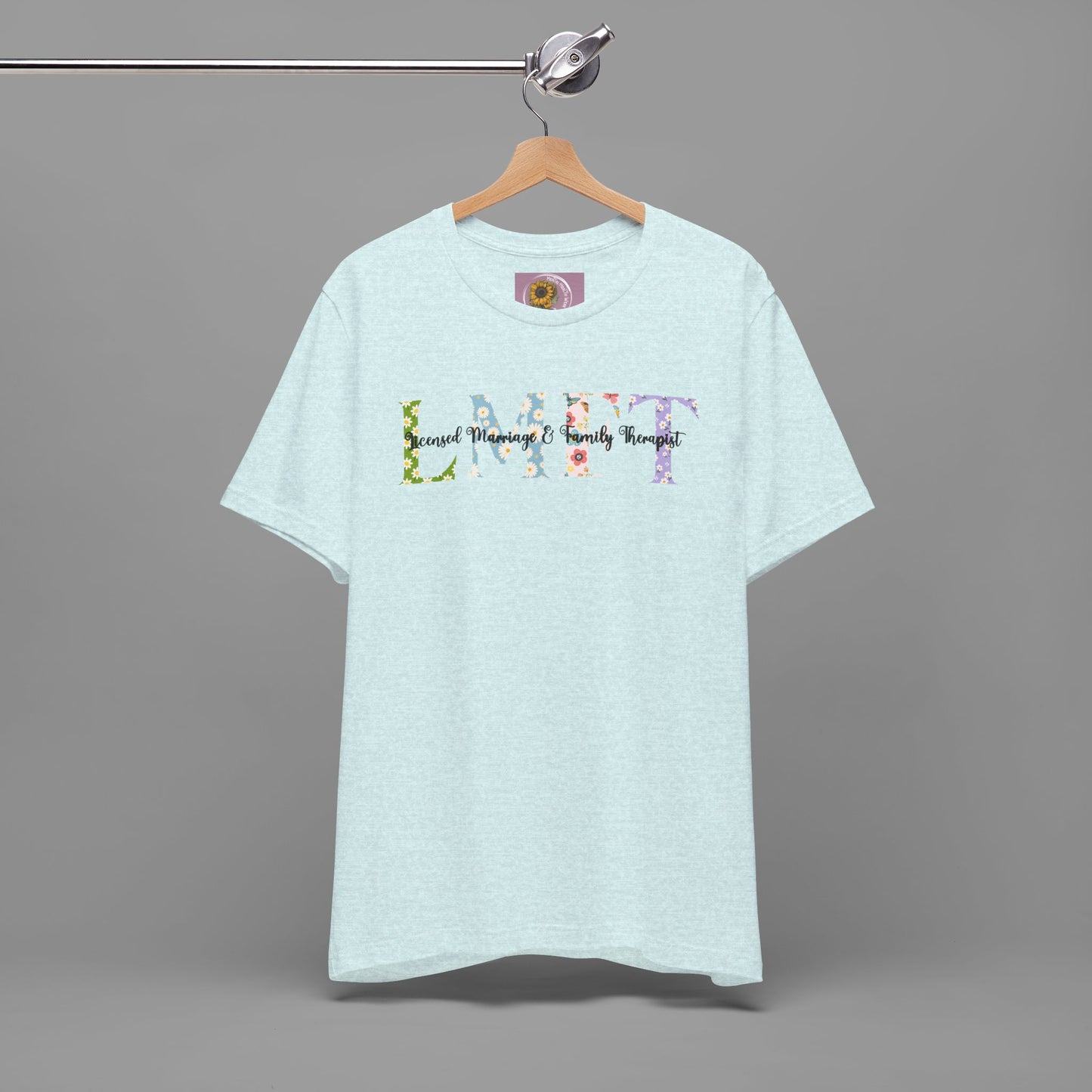 LMFT- Licensed Marriage & Family Therapist- Floral Print- Unisex Short Sleeve T-Shirt - Mental Health Wear TN