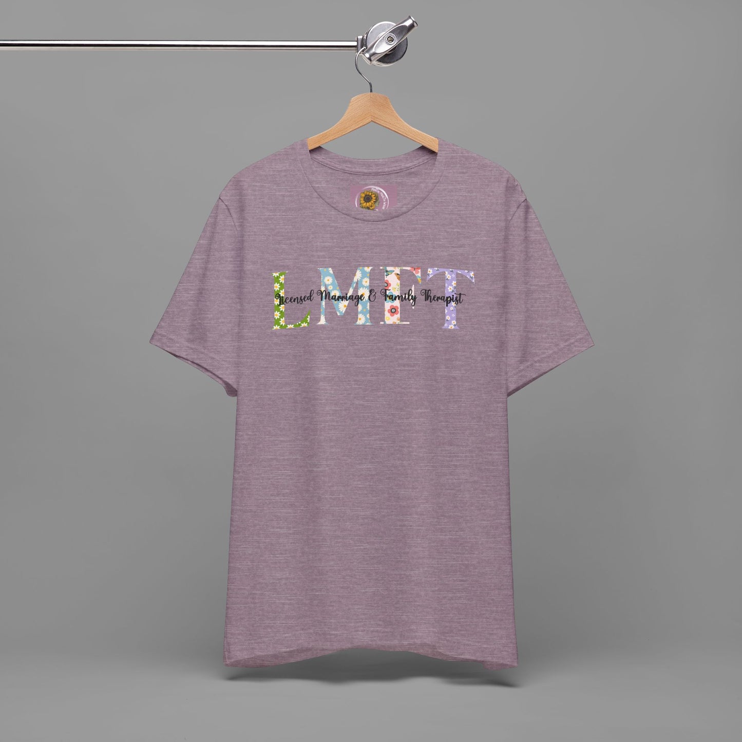 LMFT- Licensed Marriage & Family Therapist- Floral Print- Unisex Short Sleeve T-Shirt - Mental Health Wear TN