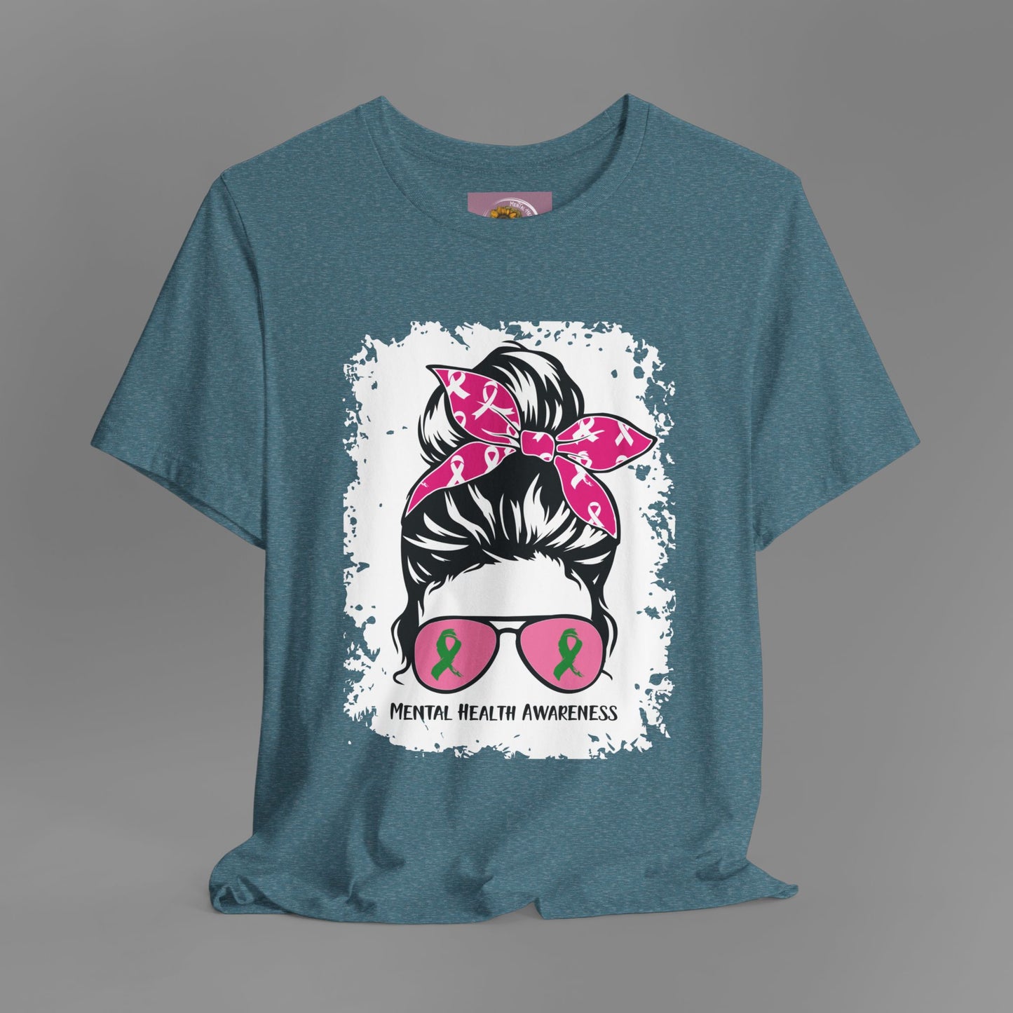 Mental Health Awareness - Messy Bun Mom -Unisex Short Sleeve Tee - Mental Health Wear TN