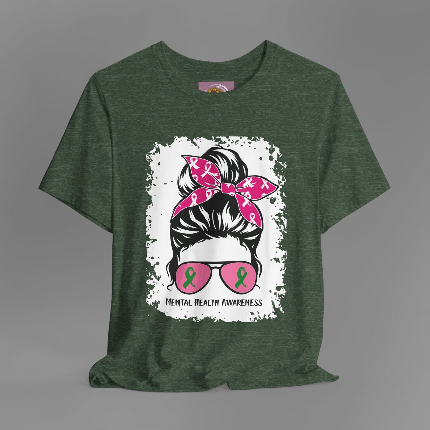 Mental Health Awareness - Messy Bun Mom -Unisex Short Sleeve Tee - Mental Health Wear TN