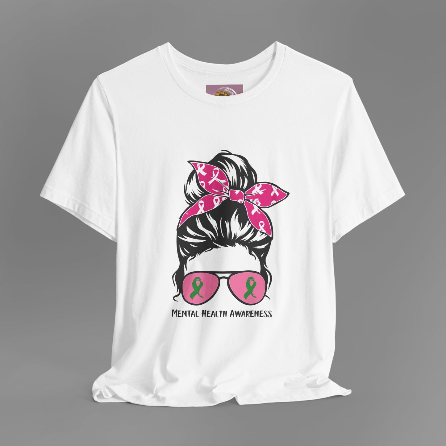 Mental Health Awareness - Messy Bun Mom -Unisex Short Sleeve Tee - Mental Health Wear TN