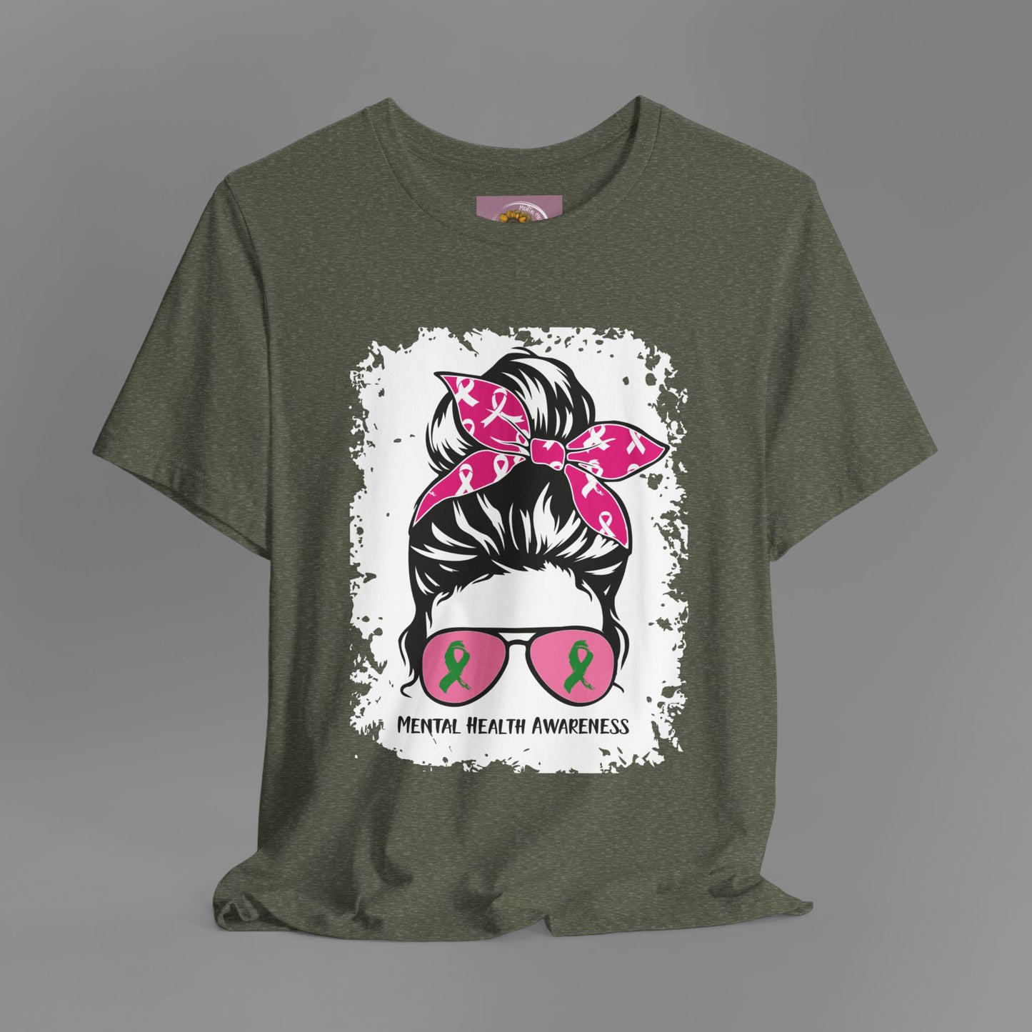Mental Health Awareness - Messy Bun Mom -Unisex Short Sleeve Tee - Mental Health Wear TN