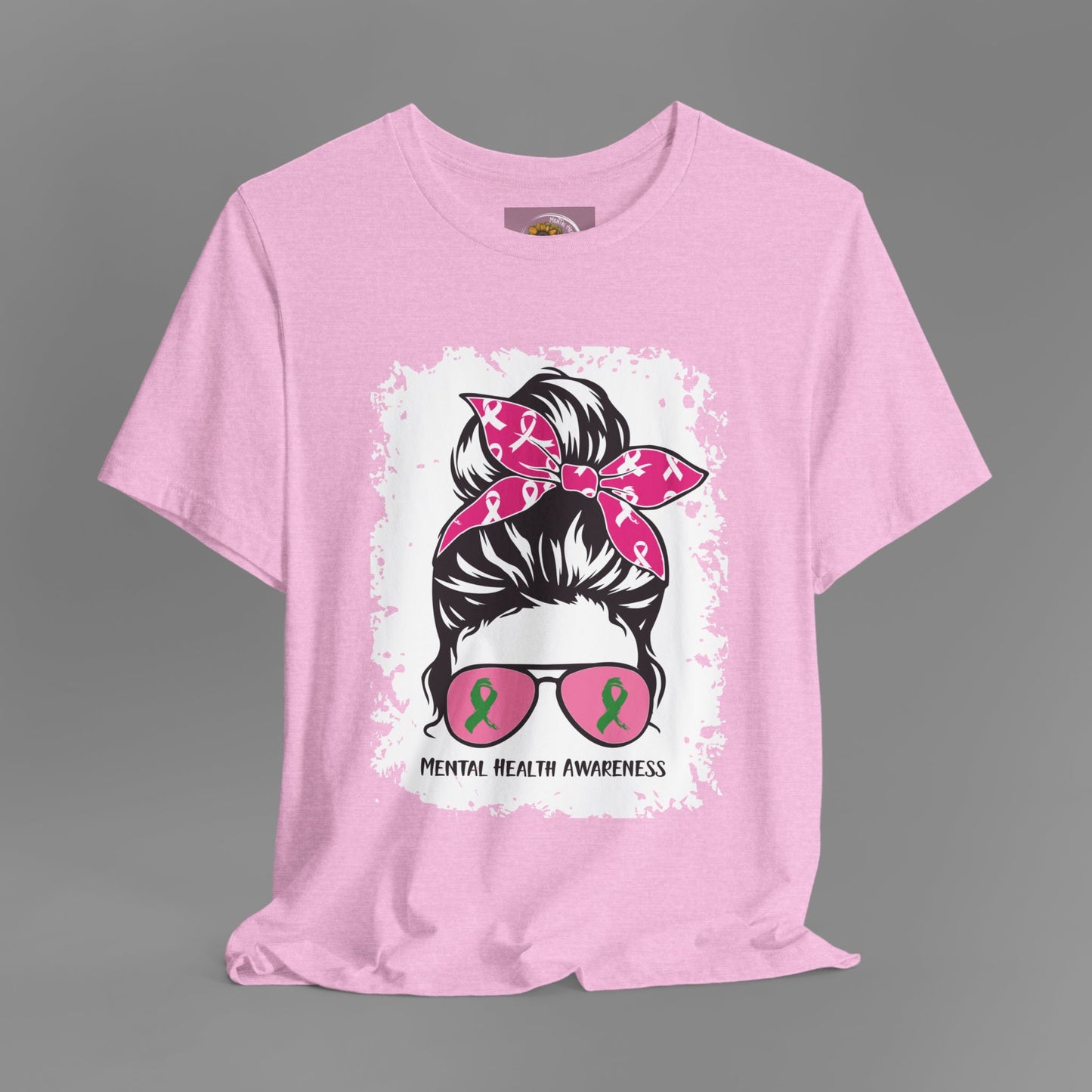 Mental Health Awareness - Messy Bun Mom -Unisex Short Sleeve Tee - Mental Health Wear TN