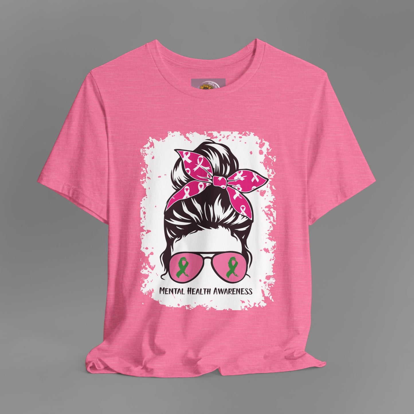 Mental Health Awareness - Messy Bun Mom -Unisex Short Sleeve Tee - Mental Health Wear TN