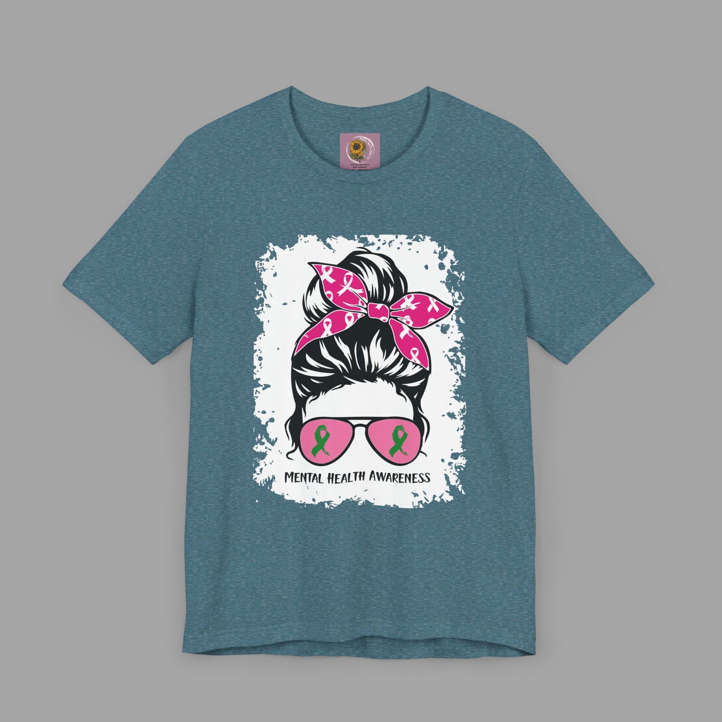 Mental Health Awareness - Messy Bun Mom -Unisex Short Sleeve Tee - Mental Health Wear TN