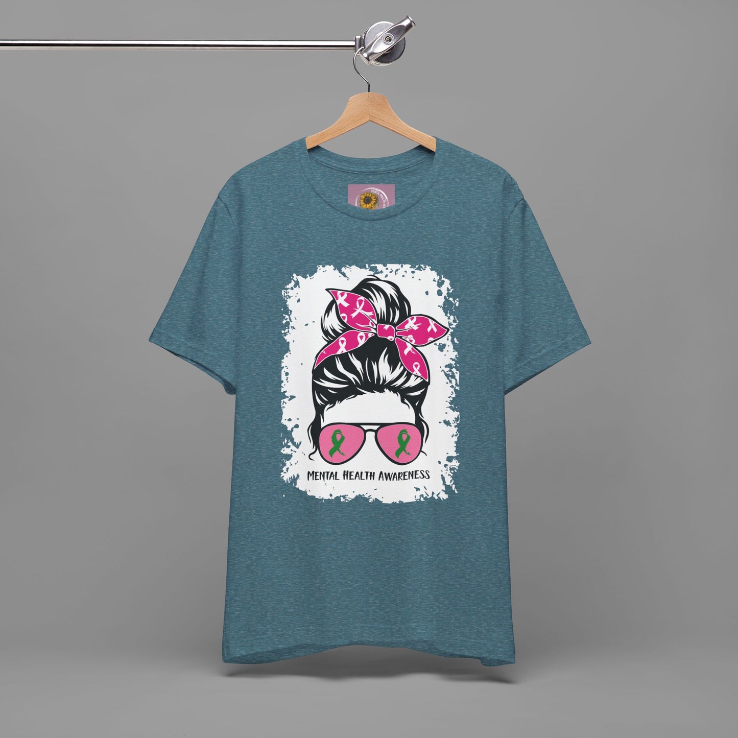 Mental Health Awareness - Messy Bun Mom -Unisex Short Sleeve Tee - Mental Health Wear TN