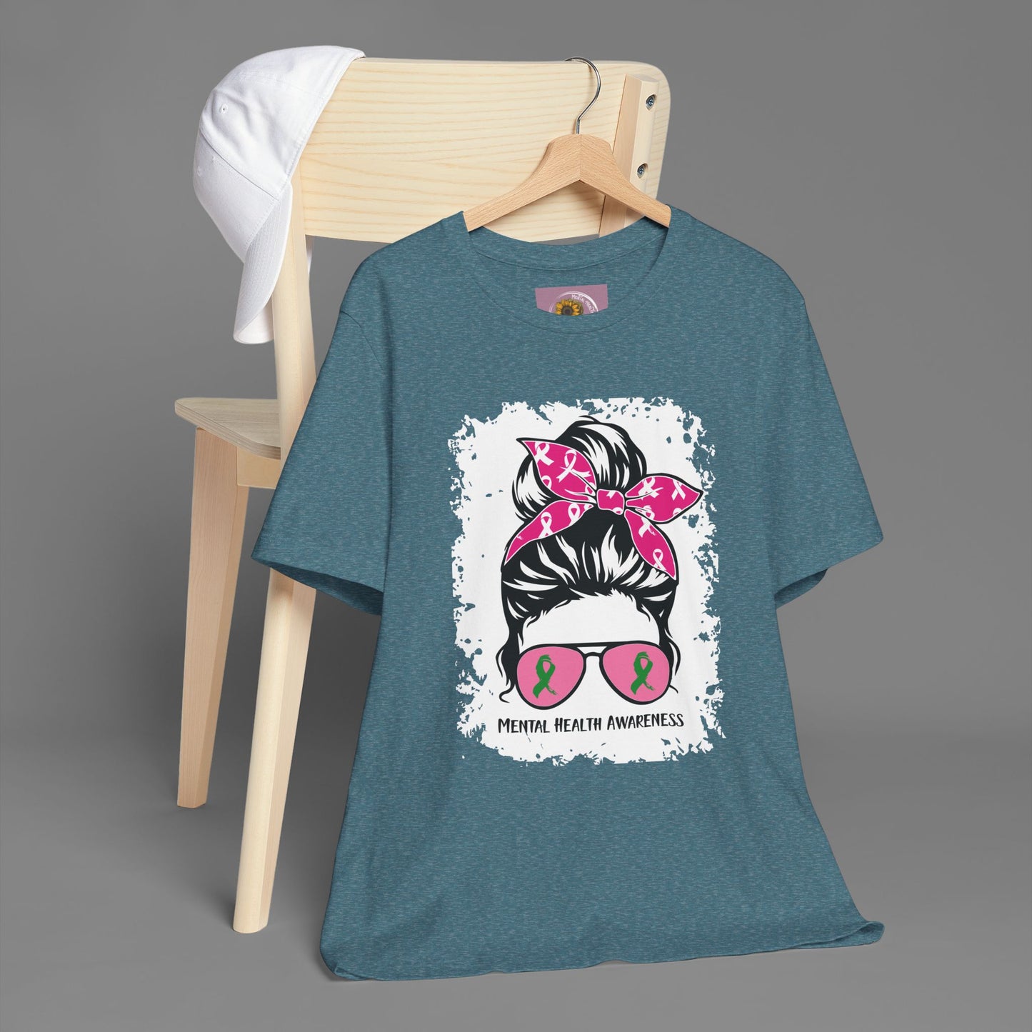 Mental Health Awareness - Messy Bun Mom -Unisex Short Sleeve Tee - Mental Health Wear TN