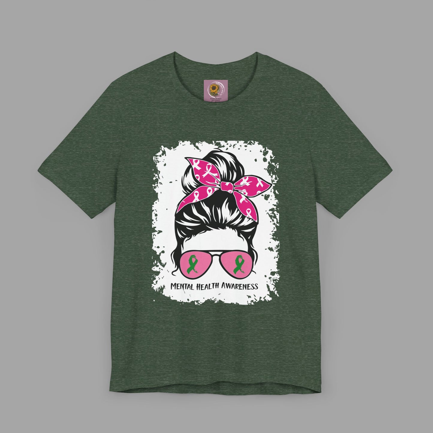 Mental Health Awareness - Messy Bun Mom -Unisex Short Sleeve Tee - Mental Health Wear TN