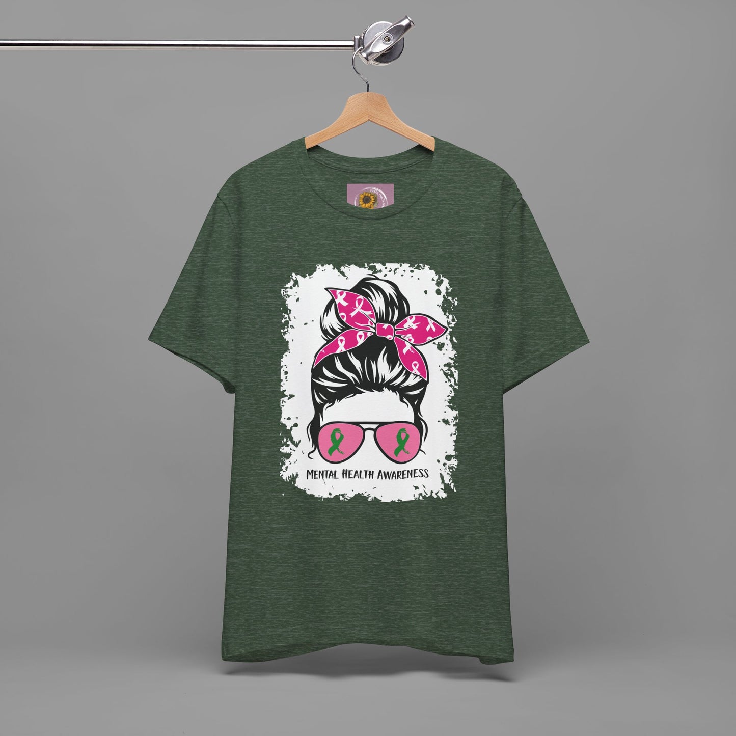 Mental Health Awareness - Messy Bun Mom -Unisex Short Sleeve Tee - Mental Health Wear TN