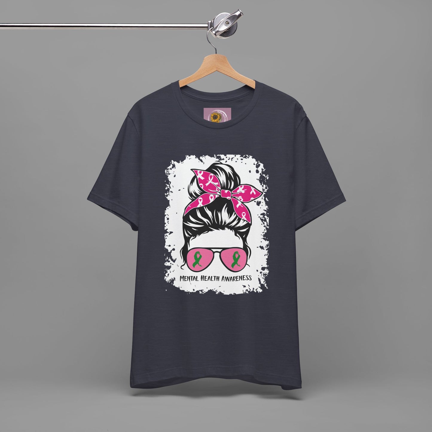 Mental Health Awareness - Messy Bun Mom -Unisex Short Sleeve Tee - Mental Health Wear TN