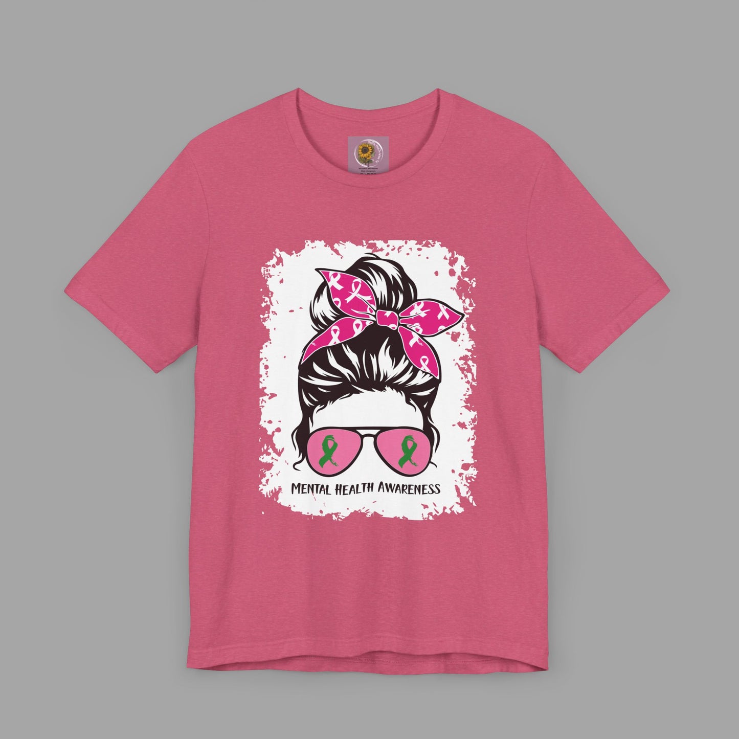 Mental Health Awareness - Messy Bun Mom -Unisex Short Sleeve Tee - Mental Health Wear TN