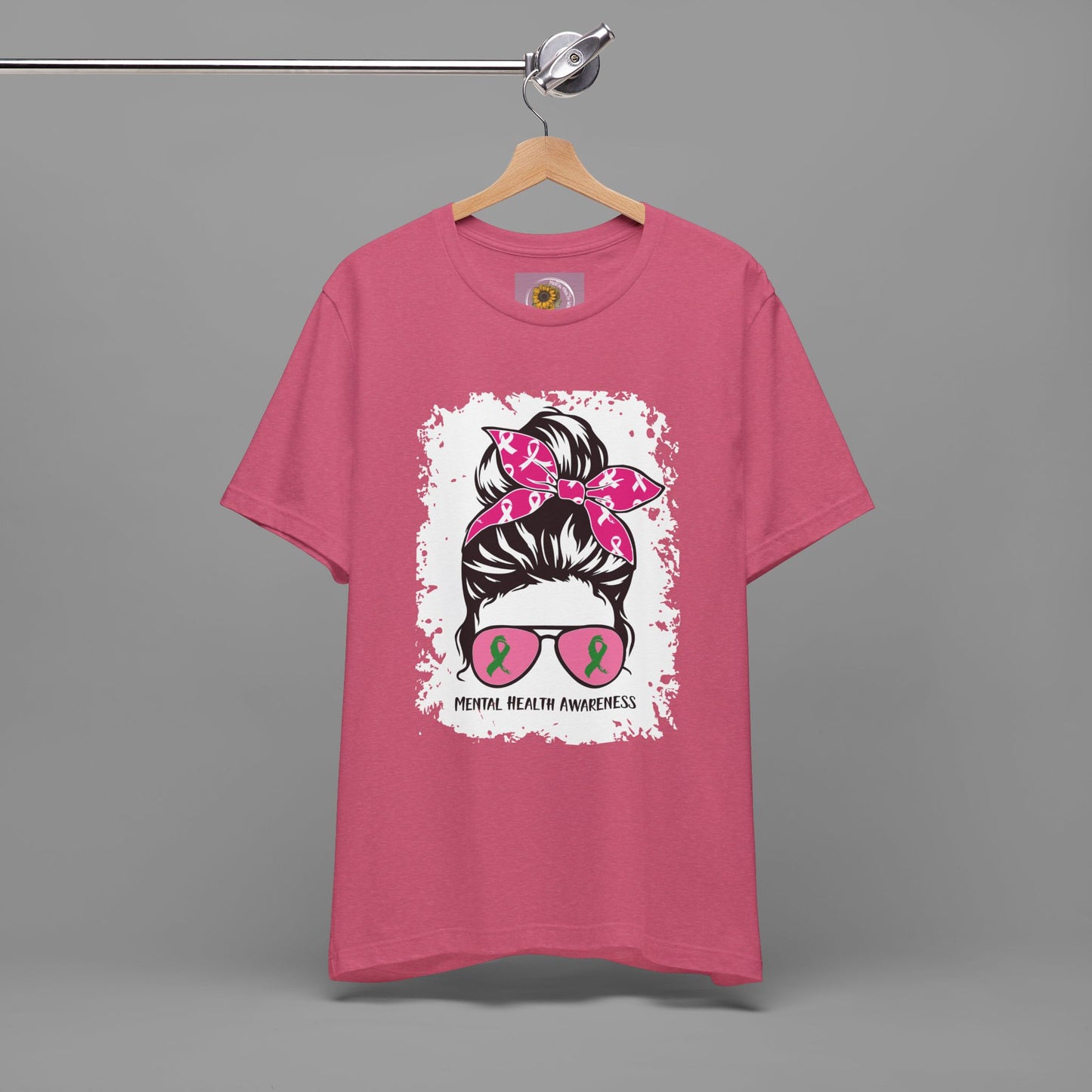 Mental Health Awareness - Messy Bun Mom -Unisex Short Sleeve Tee - Mental Health Wear TN
