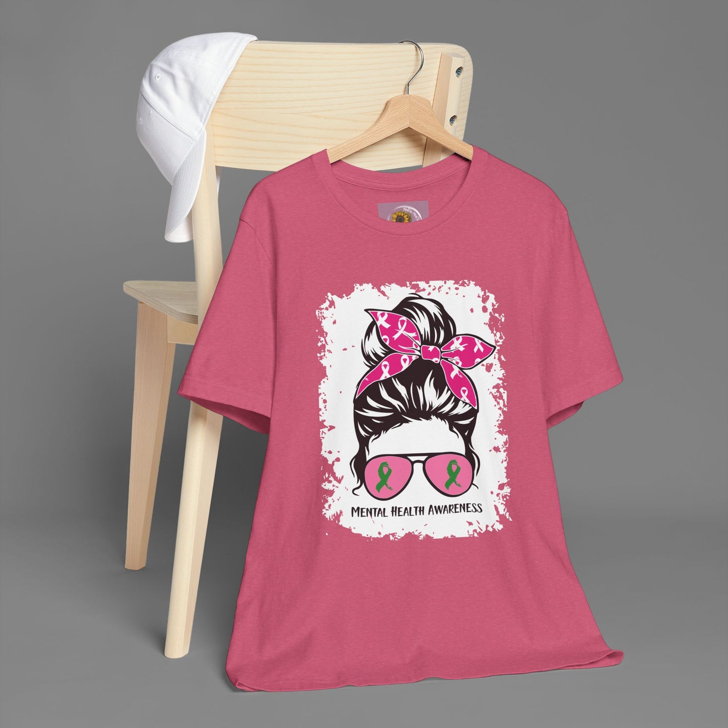 Mental Health Awareness - Messy Bun Mom -Unisex Short Sleeve Tee - Mental Health Wear TN