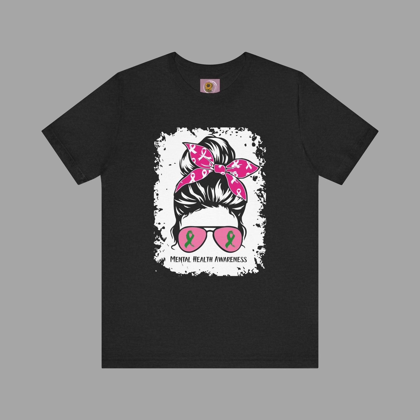 Mental Health Awareness - Messy Bun Mom -Unisex Short Sleeve Tee - Mental Health Wear TN
