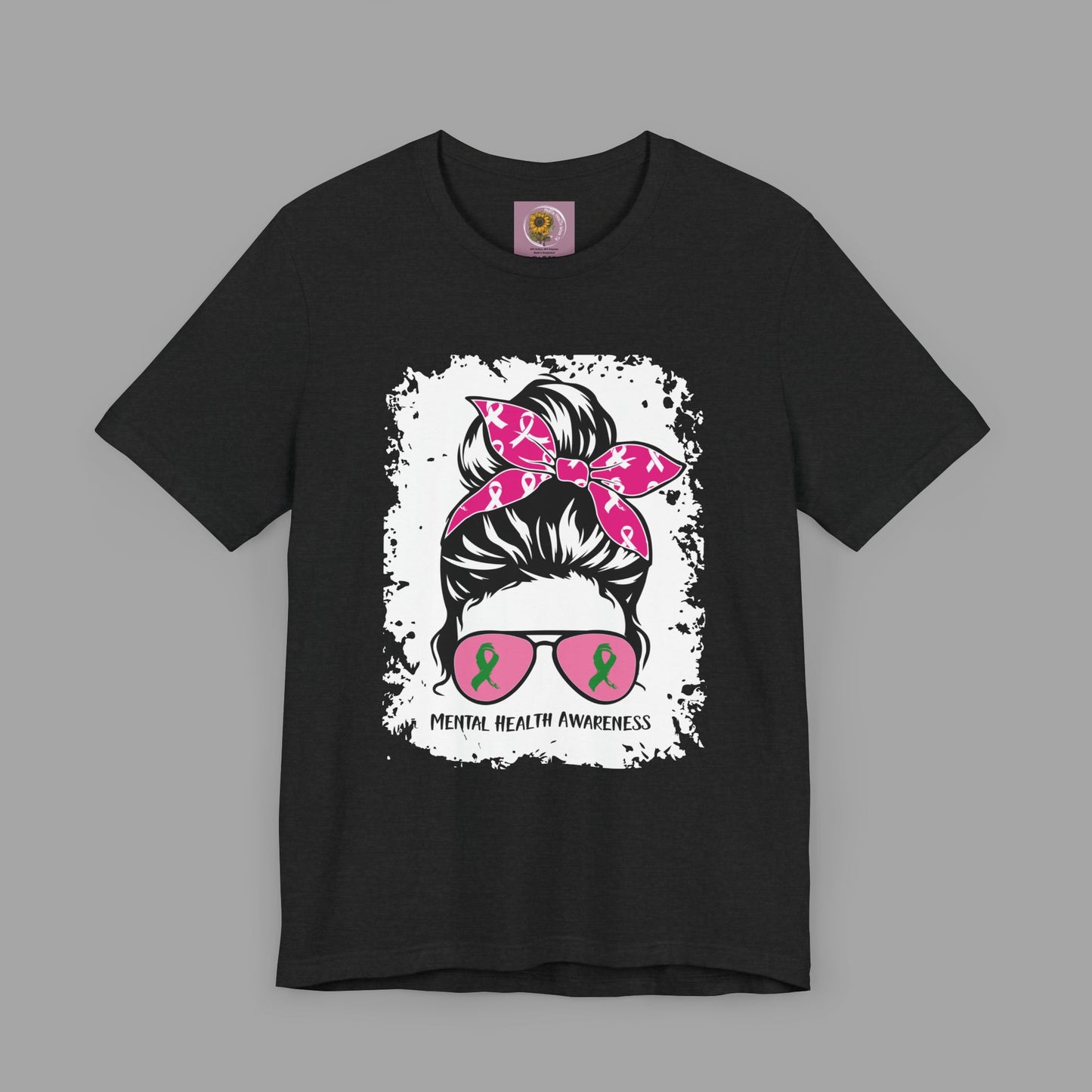 Mental Health Awareness - Messy Bun Mom -Unisex Short Sleeve Tee - Mental Health Wear TN