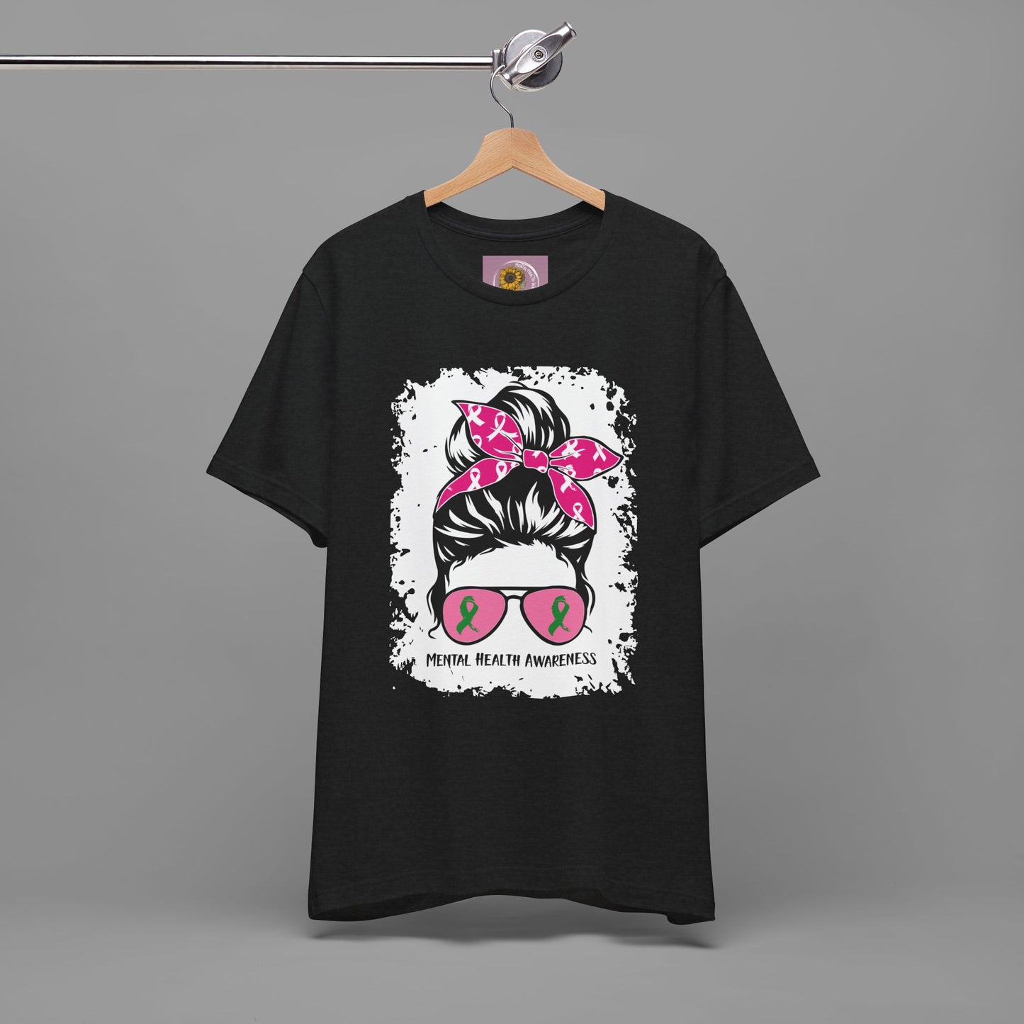 Mental Health Awareness - Messy Bun Mom -Unisex Short Sleeve Tee - Mental Health Wear TN
