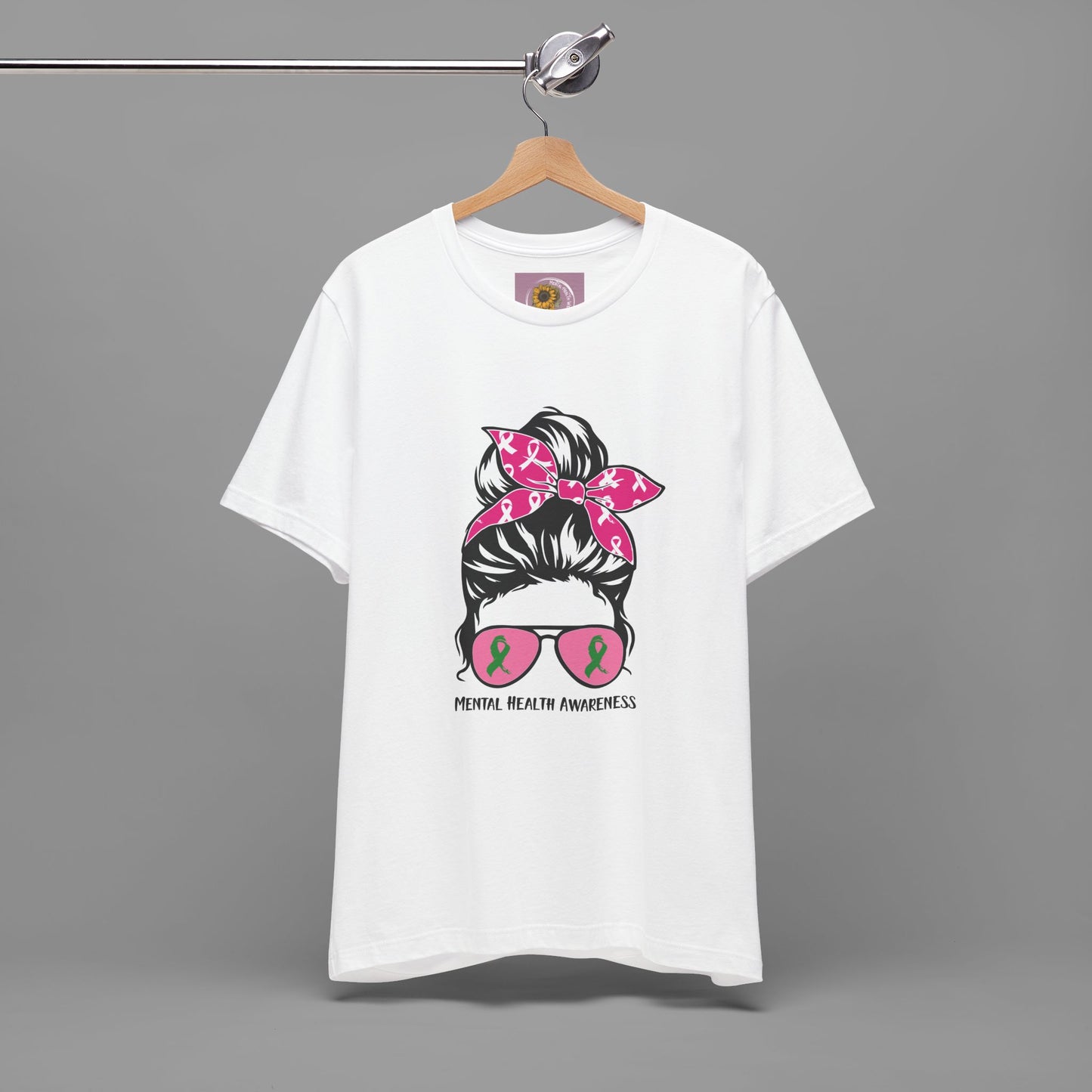 Mental Health Awareness - Messy Bun Mom -Unisex Short Sleeve Tee - Mental Health Wear TN