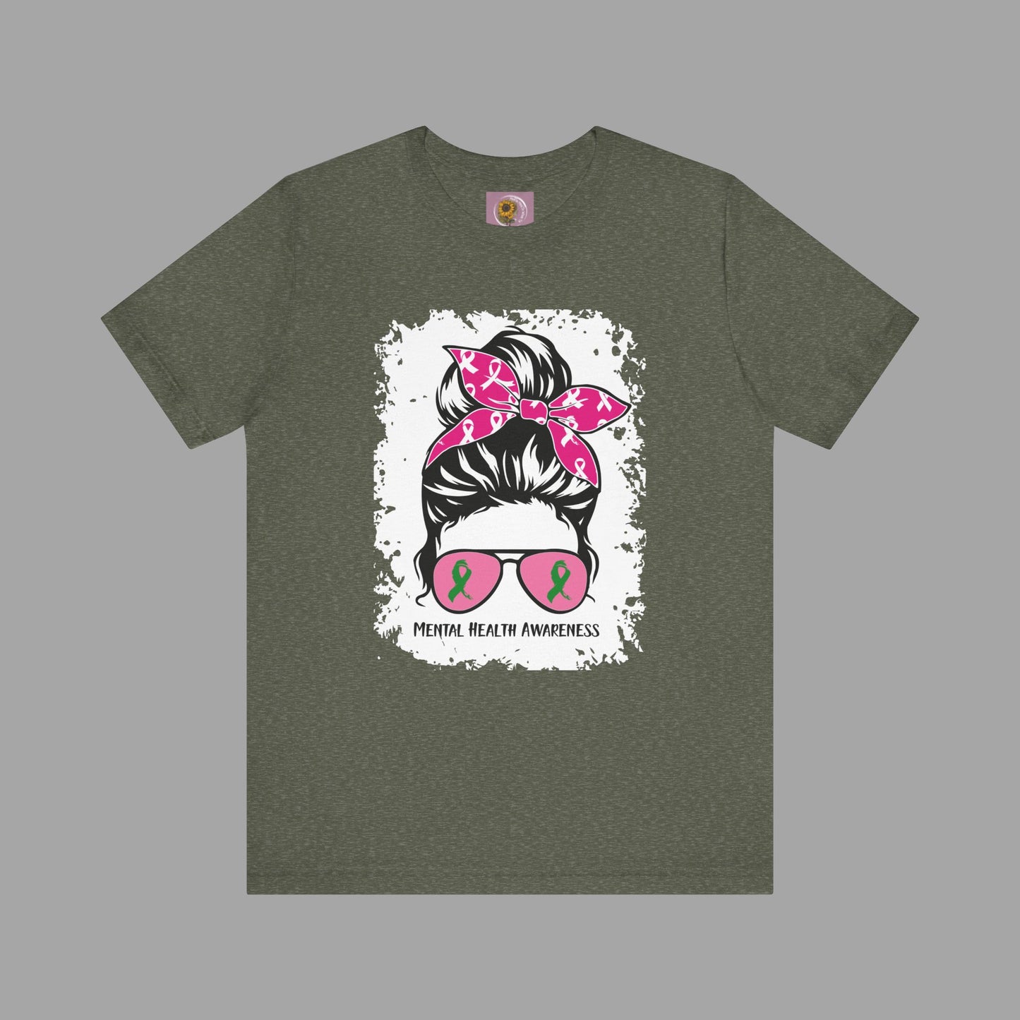 Mental Health Awareness - Messy Bun Mom -Unisex Short Sleeve Tee - Mental Health Wear TN