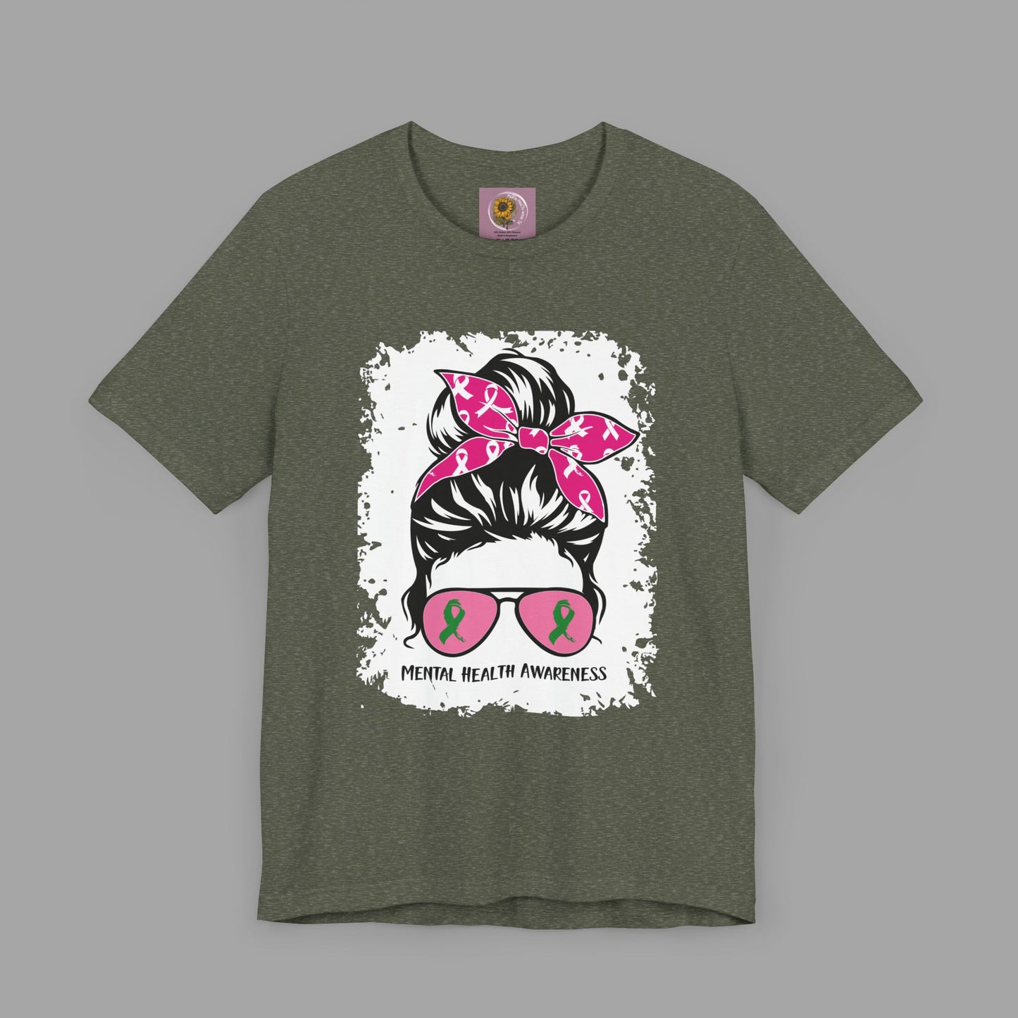 Mental Health Awareness - Messy Bun Mom -Unisex Short Sleeve Tee - Mental Health Wear TN
