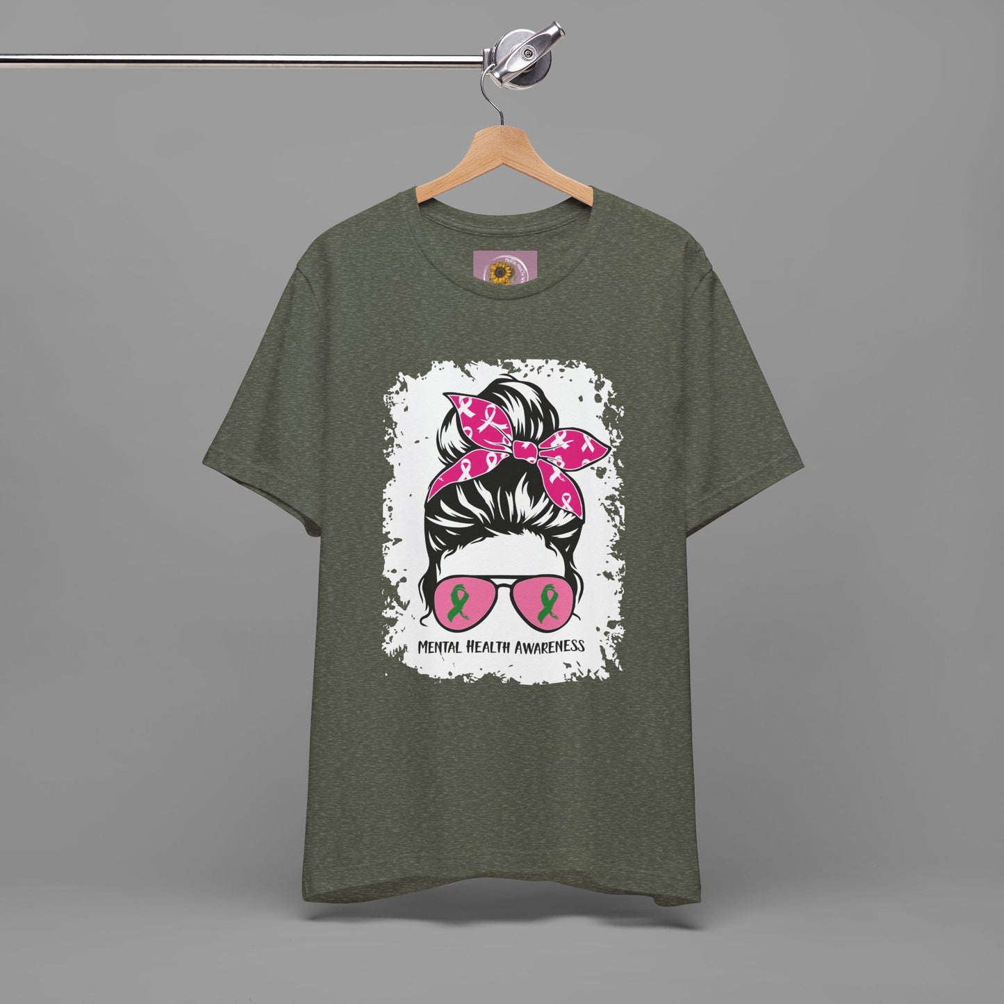 Mental Health Awareness - Messy Bun Mom -Unisex Short Sleeve Tee - Mental Health Wear TN